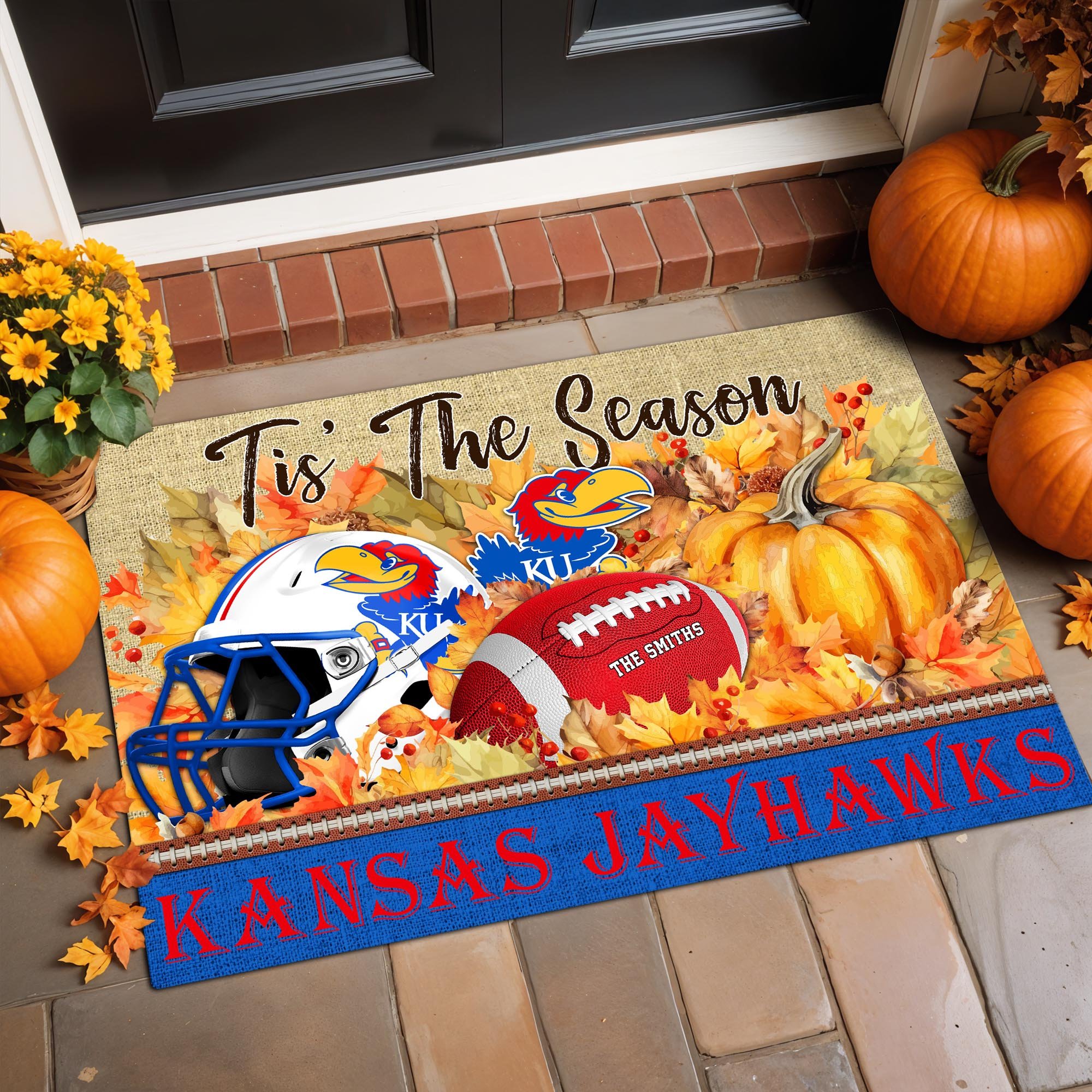 Kansas Jayhawks Team Doormat Custom Family Name, Doormat For Sport Fan, Fan Gifts, Home Decor ETRG-60971