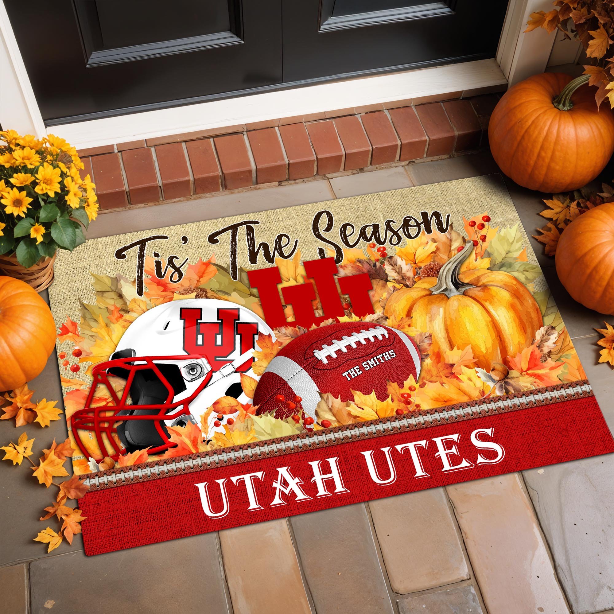 Utah Utes Team Doormat Custom Family Name, Doormat For Sport Fan, Fan Gifts, Home Decor ETRG-60971