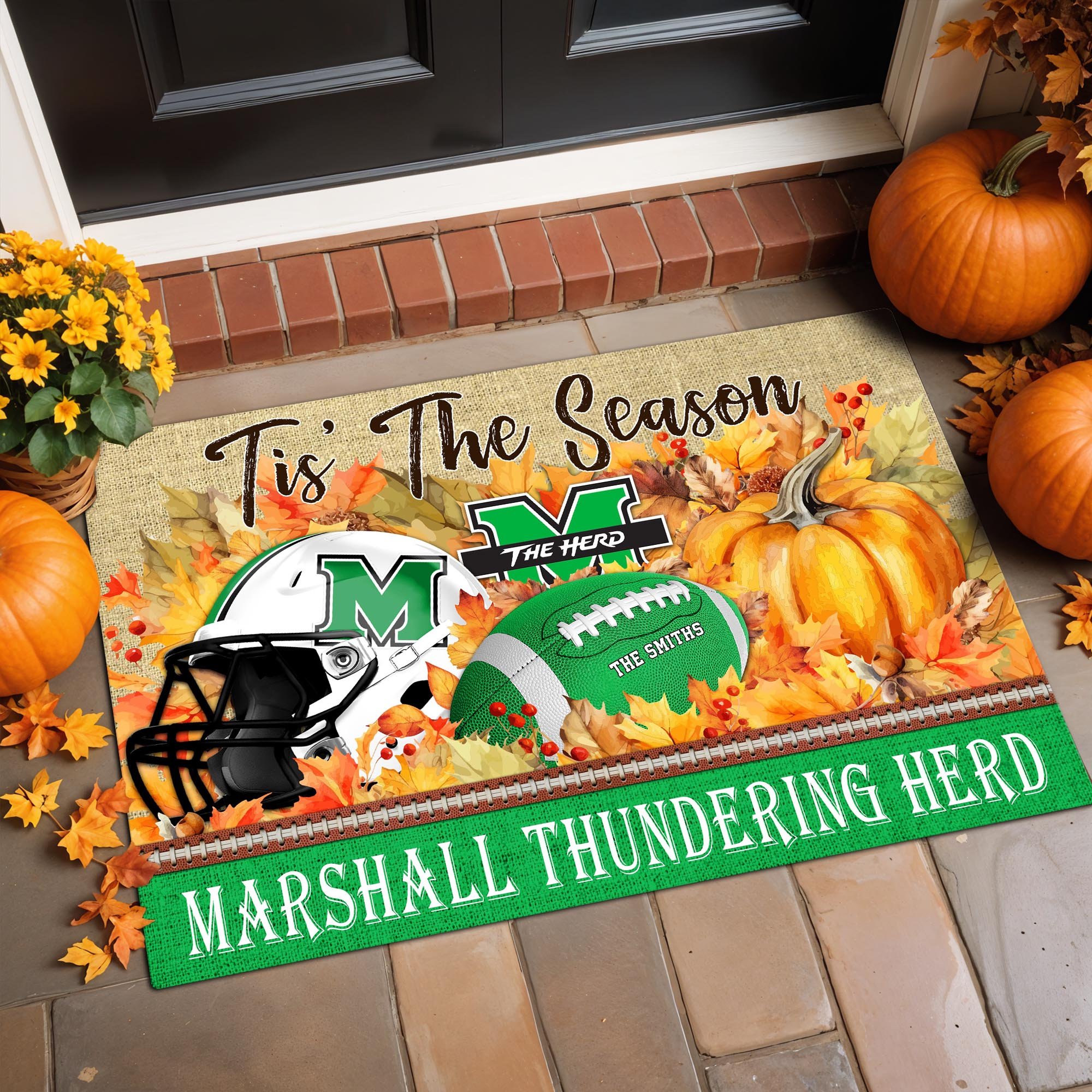 Marshall Thundering Herd Team Doormat Custom Family Name, Doormat For Sport Fan, Fan Gifts, Home Decor ETRG-60971