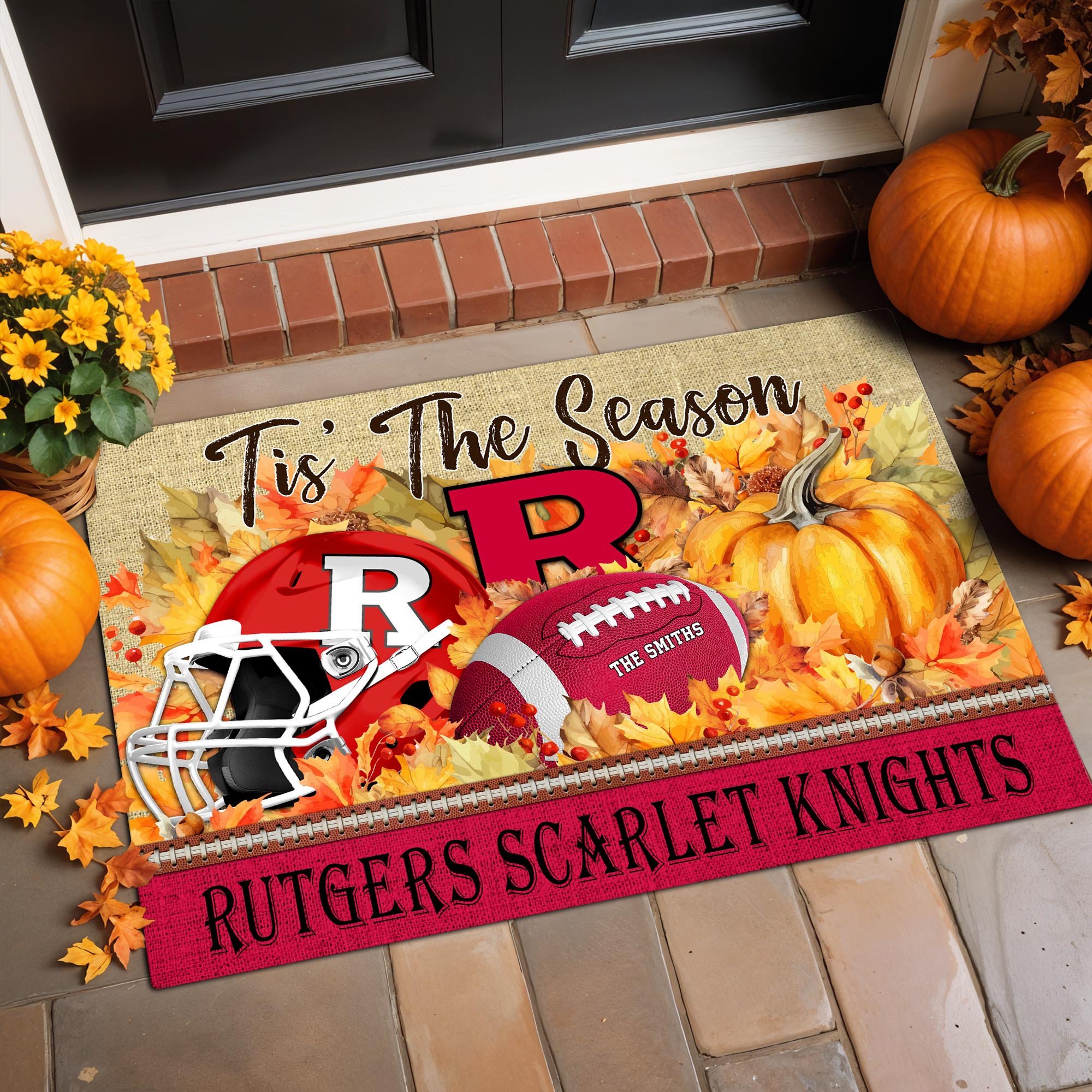 Rutgers Scarlet Knights Team Doormat Custom Family Name, Doormat For Sport Fan, Fan Gifts, Home Decor ETRG-60971