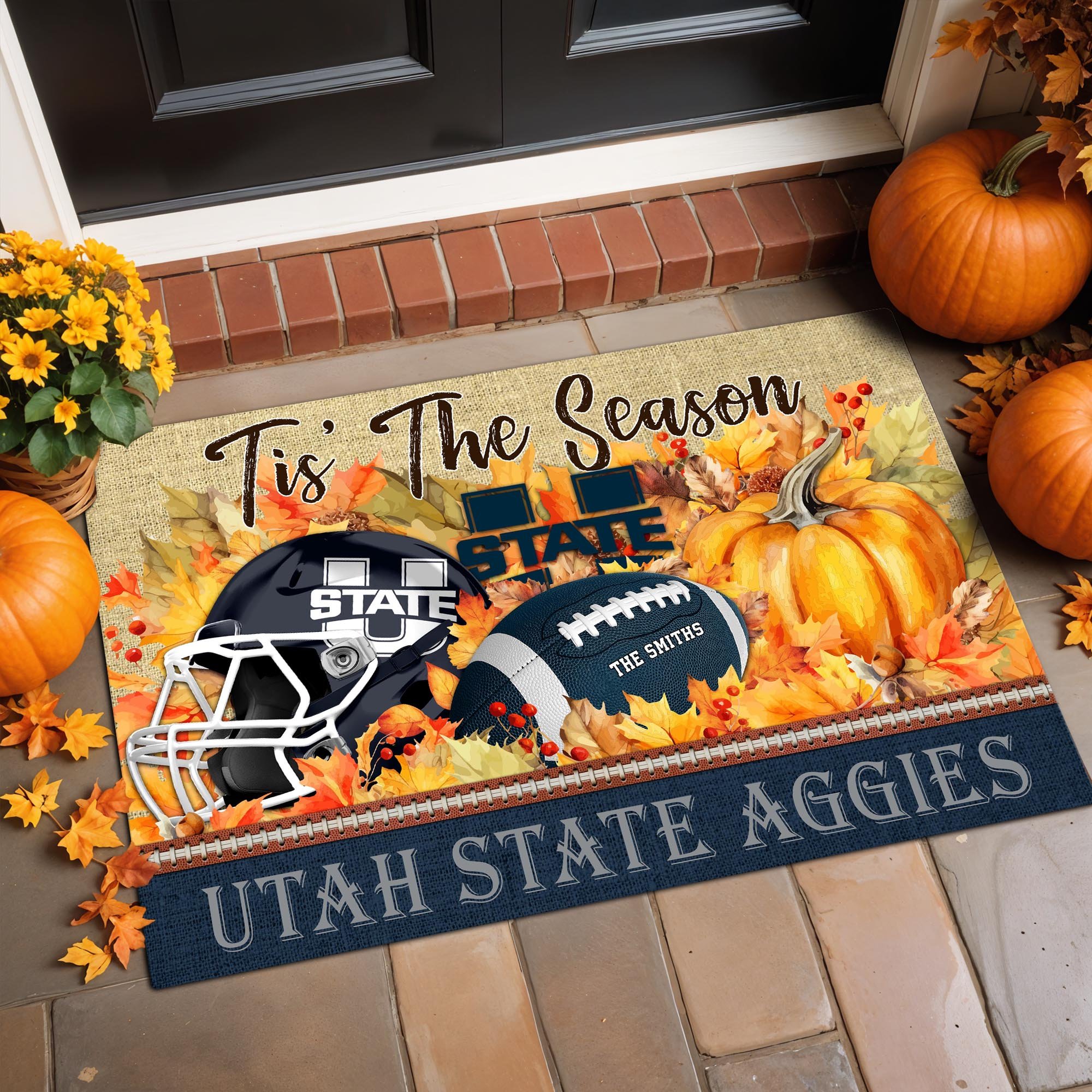 Utah State Aggies Team Doormat Custom Family Name, Doormat For Sport Fan, Fan Gifts, Home Decor ETRG-60971