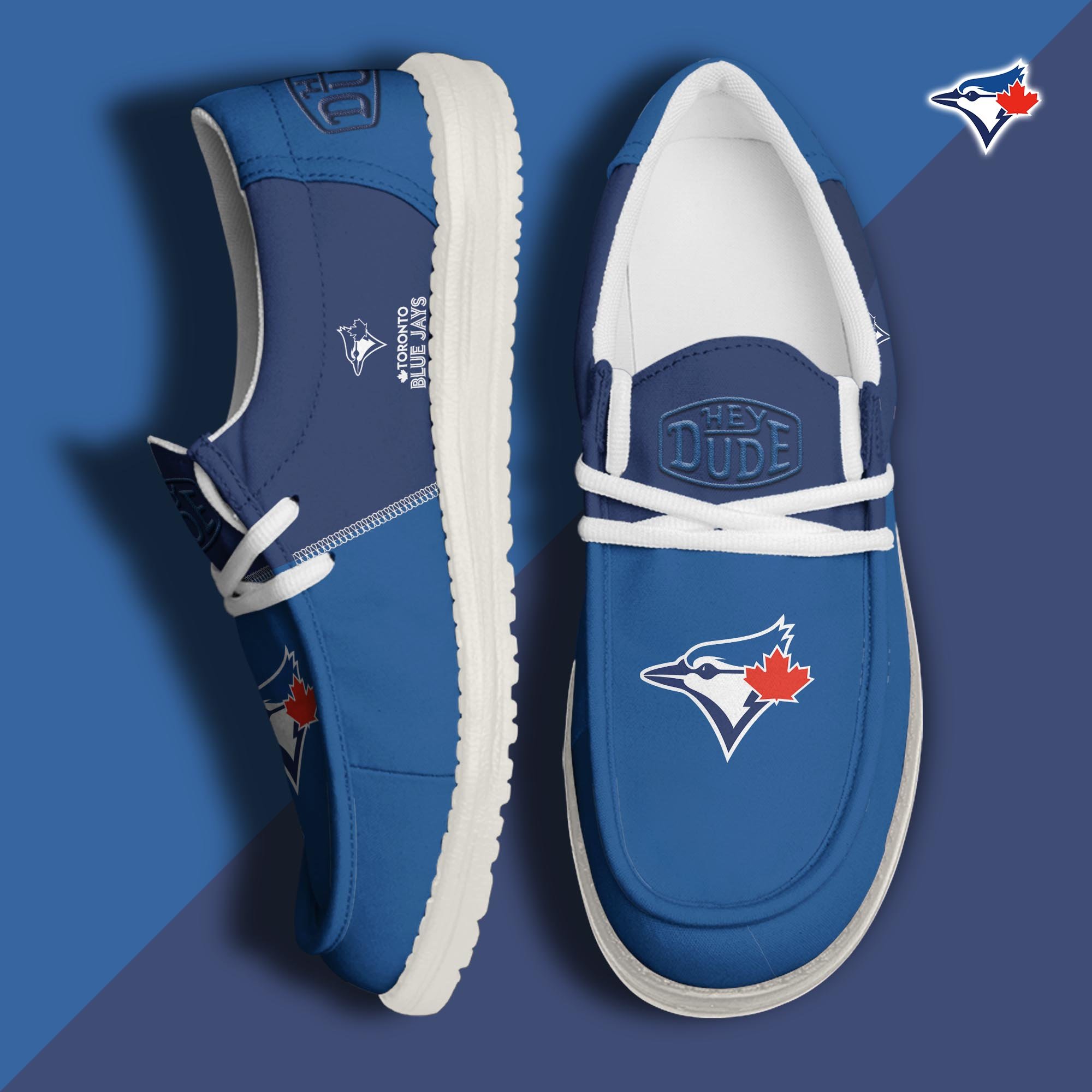 Toronto Blue Jays Football Hey Dude Canvas Loafer Shoes 2024 Version Custom Your Name, Sport Shoes For Fan, Fan Gifts ETRG-60974