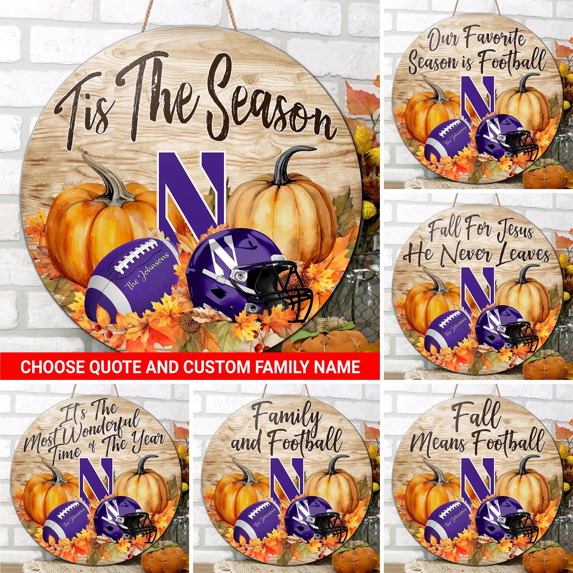 Northwestern Wildcats Shape Wooden Sign Custom Your Family Name And Choose Your Quotes, Home Decor ETRG-61040