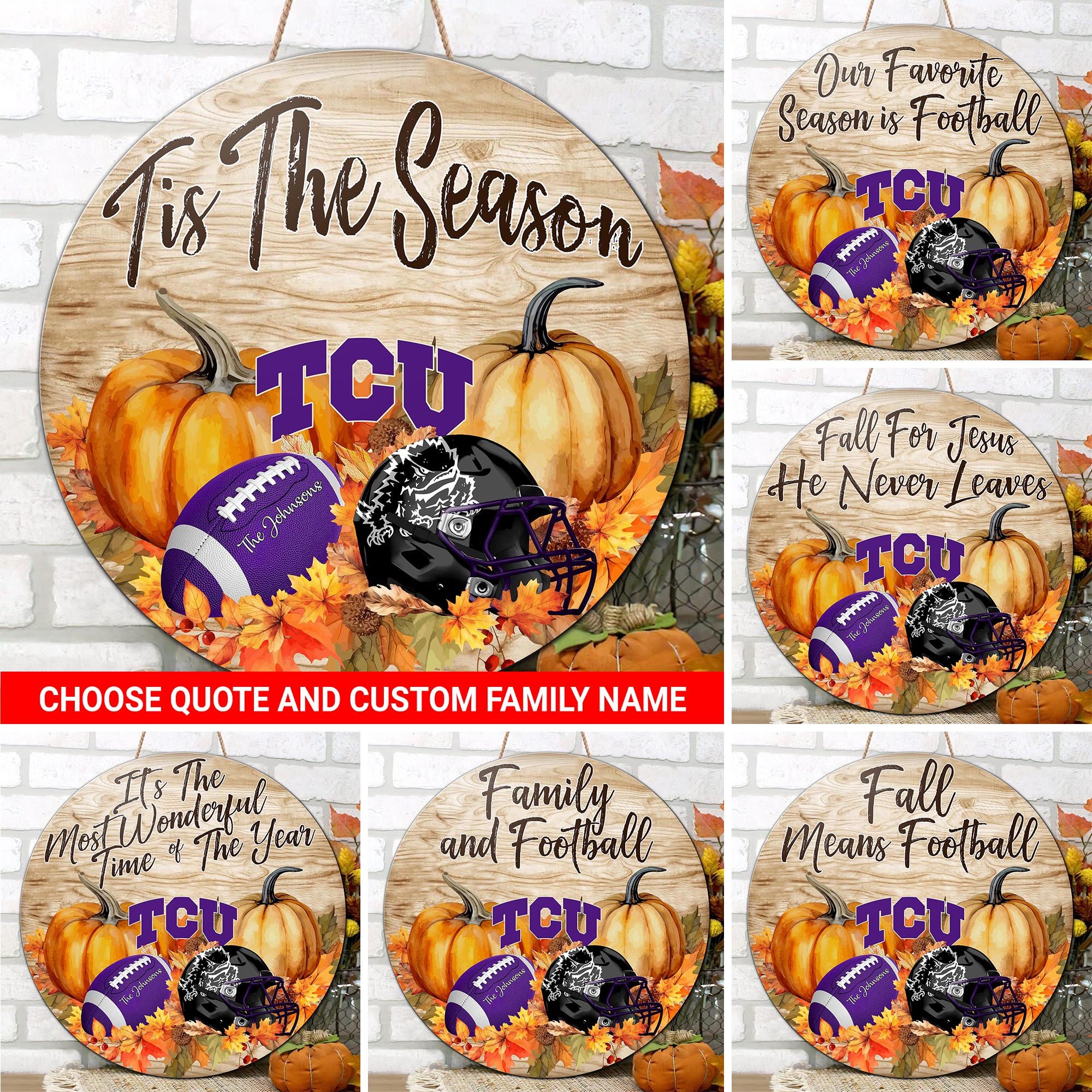 TCU Horned Frogs Shape Wooden Sign Custom Your Family Name And Choose Your Quotes,, Sport Gifts, Home Decor ETRG-61040