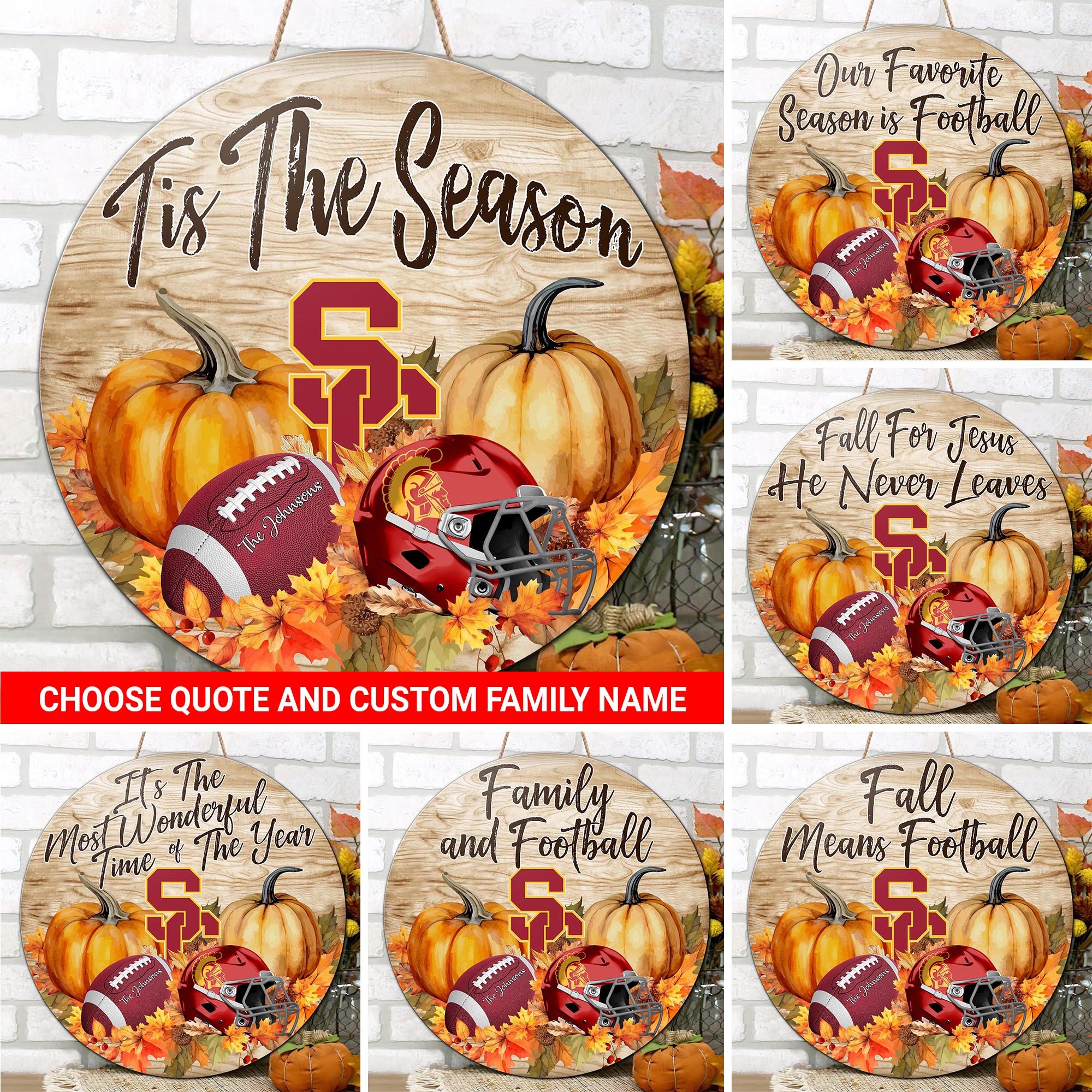 USC Trojans Shape Wooden Sign Custom Your Family Name And Choose Your Quotes,, Sport Gifts, Home Decor ETRG-61040