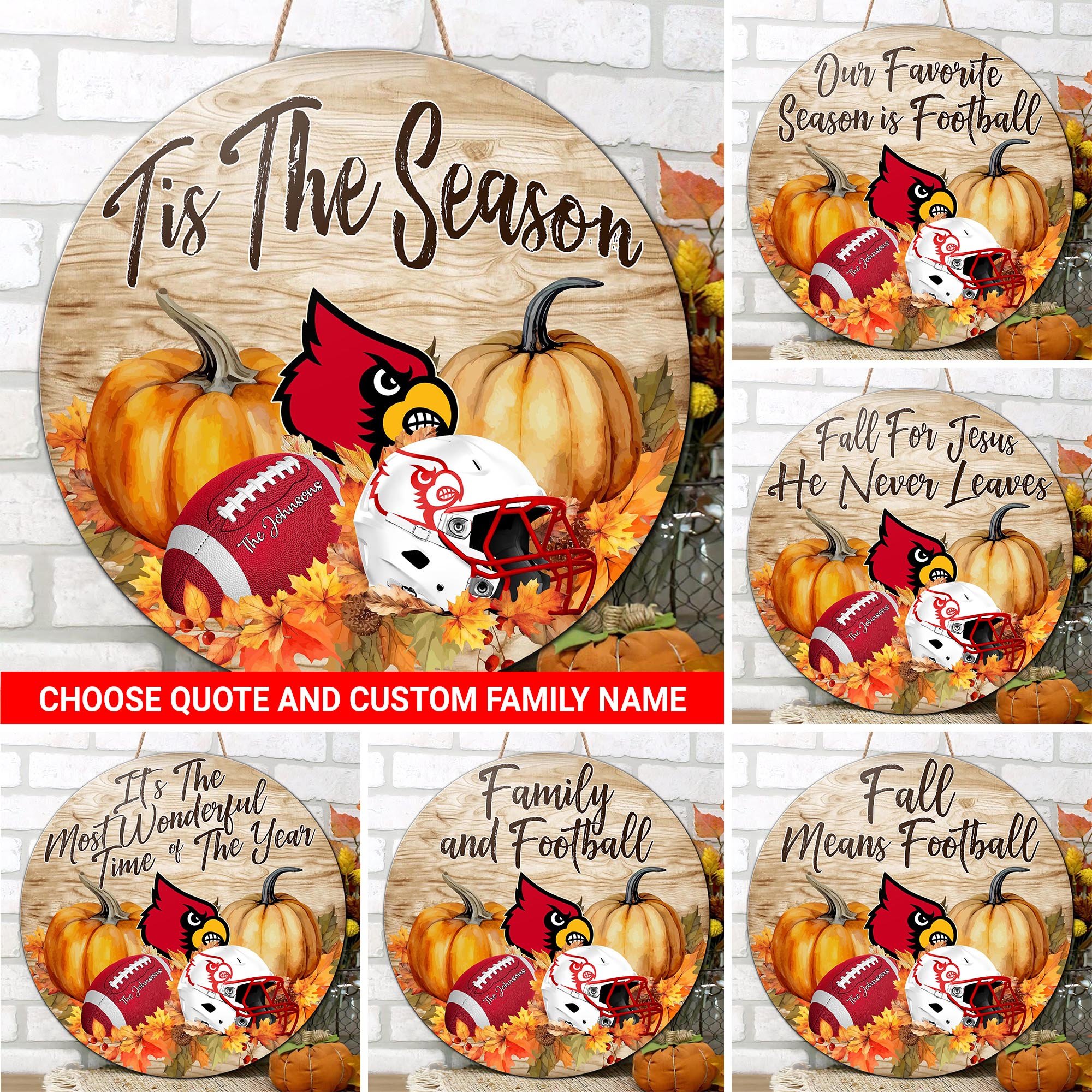 Louisville Cardinals Shape Wooden Sign Custom Your Family Name And Choose Your Quotes,, Sport Gifts, Home Decor ETRG-61040