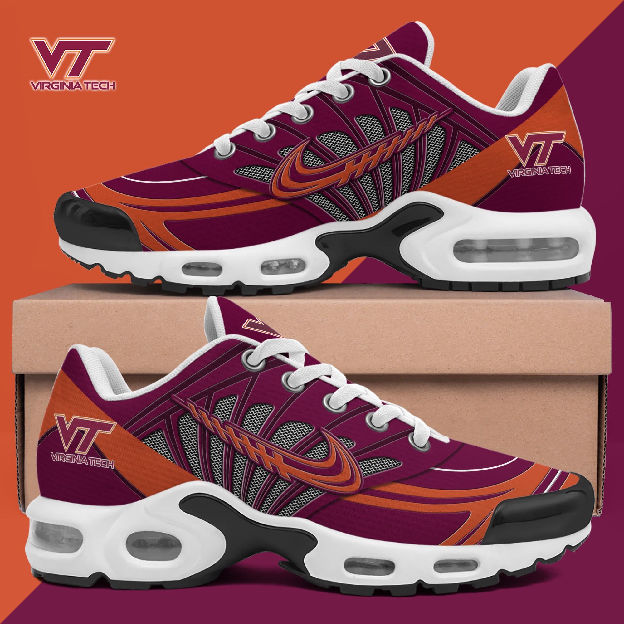 Virginia Tech Hokies TN Shoes Custom Name, Sport Shoes For Fan, Fan Gifts ETRG-61135