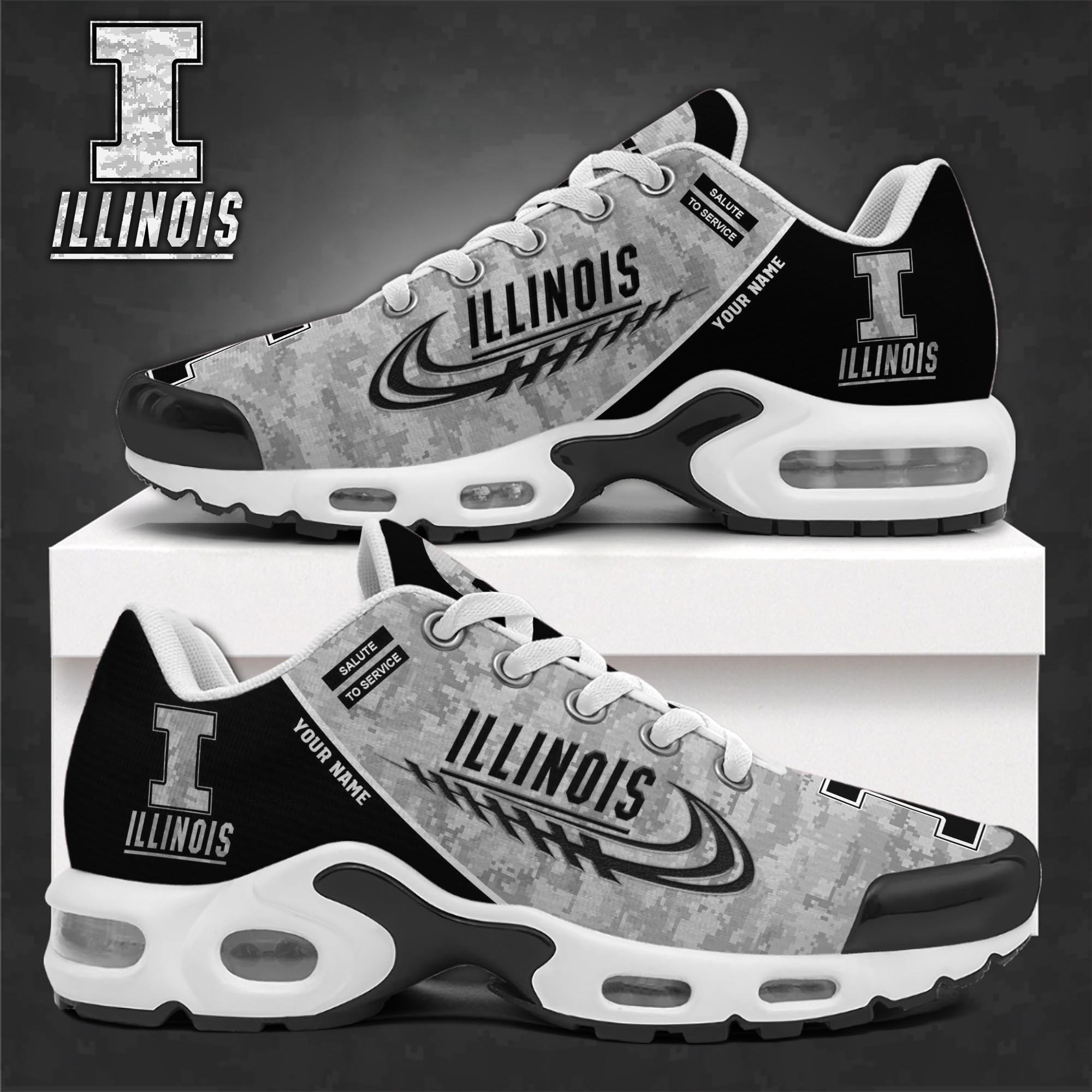 Illinois Fighting Illini TN Shoes 2024 Version Custom Name, Camouflage Shoes For Sport Fans, Fan Gifts ETRG-61585