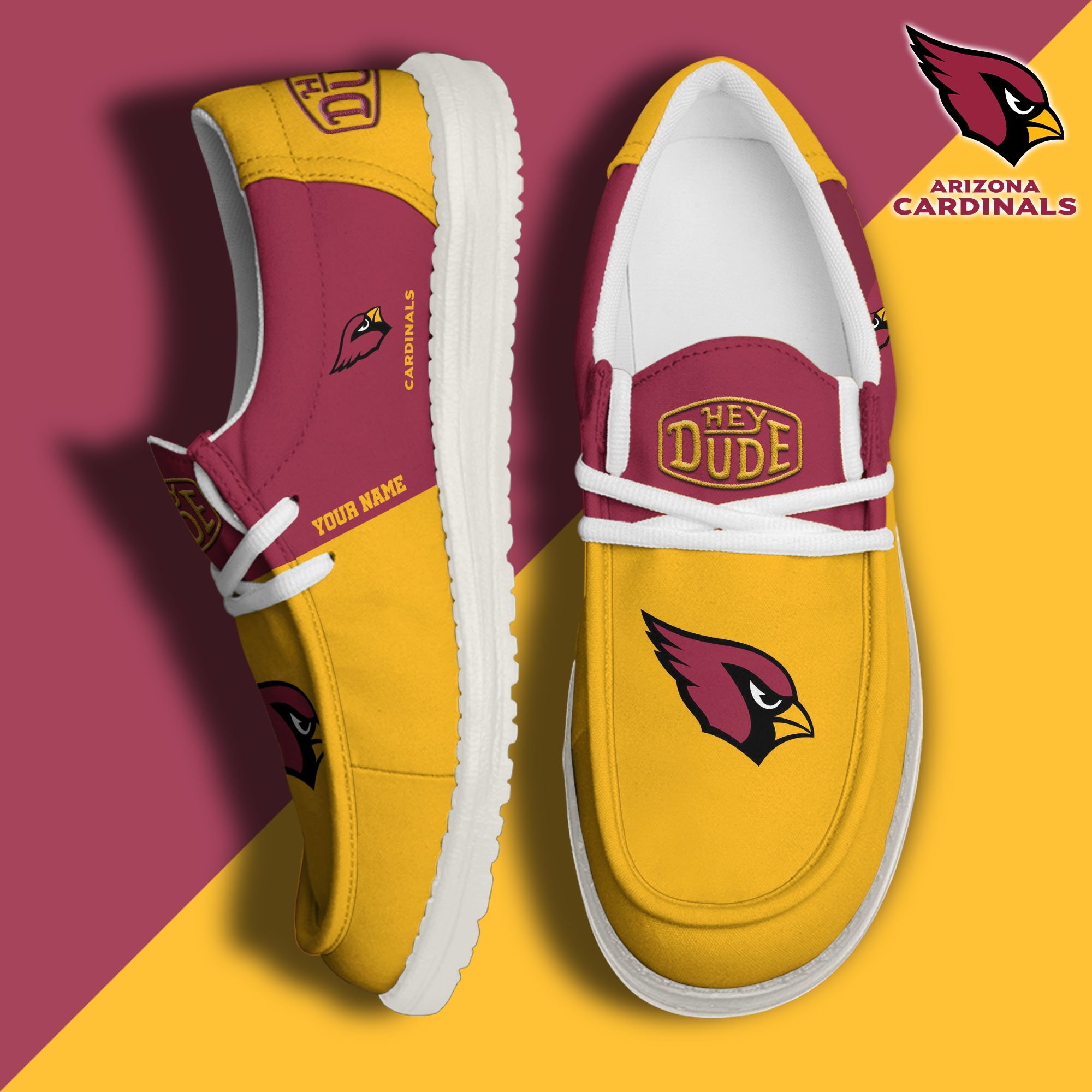 Arizona Cardinals Hey Dude Canvas Loafer Shoes 2024 Version Custom Your Name, Sport Shoes For Football Fans, Sport Gifts ETRG-61619