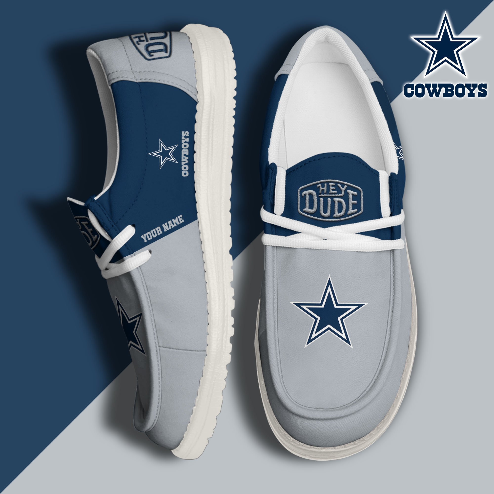 Dallas Cowboys Hey Dude Canvas Loafer Shoes 2024 Version Custom Your Name, Sport Shoes For Football Fans, Sport Gifts ETRG-61619