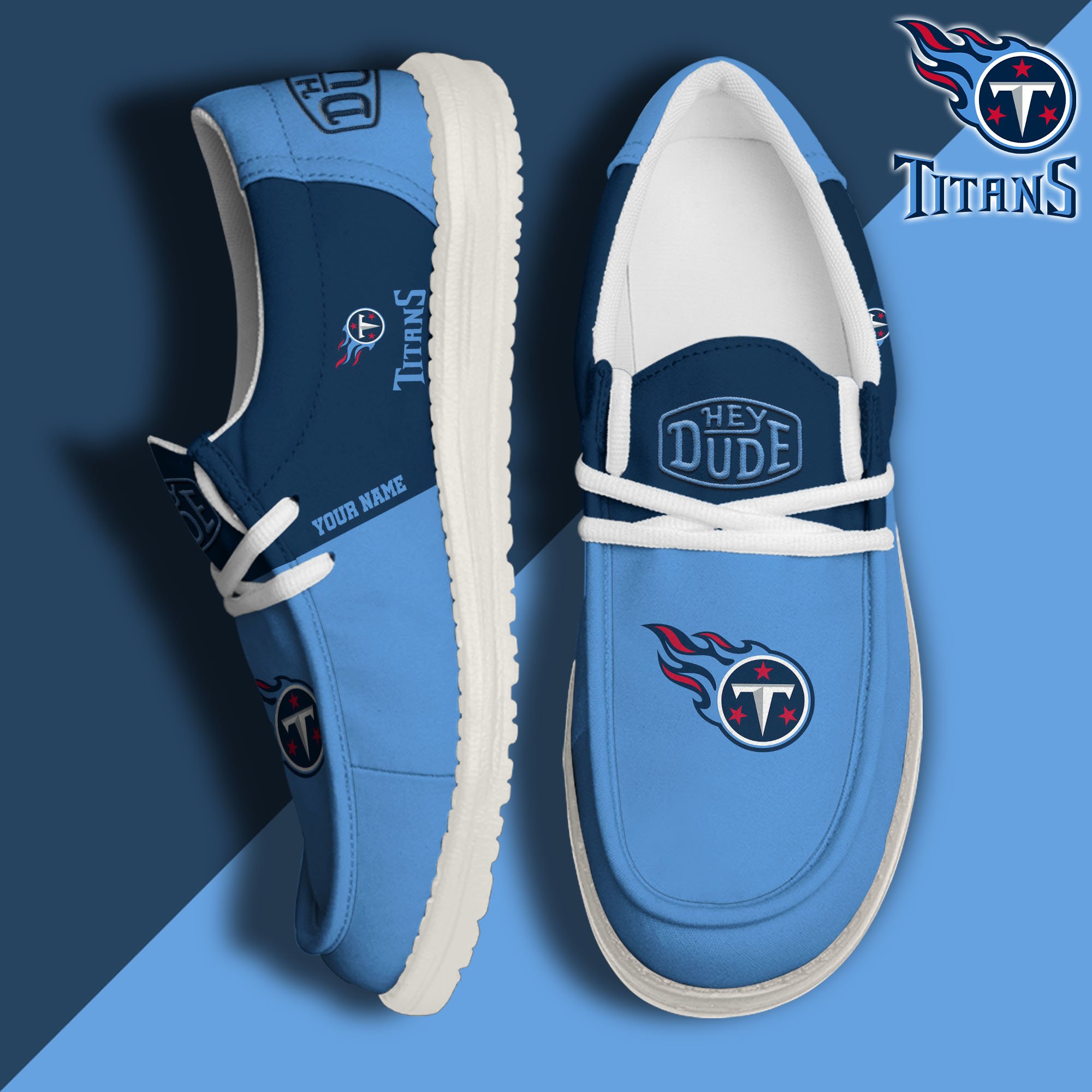 Tennessee Titans Hey Dude Canvas Loafer Shoes 2024 Version Custom Your Name, Sport Shoes For Football Fans, Sport Gifts ETRG-61619