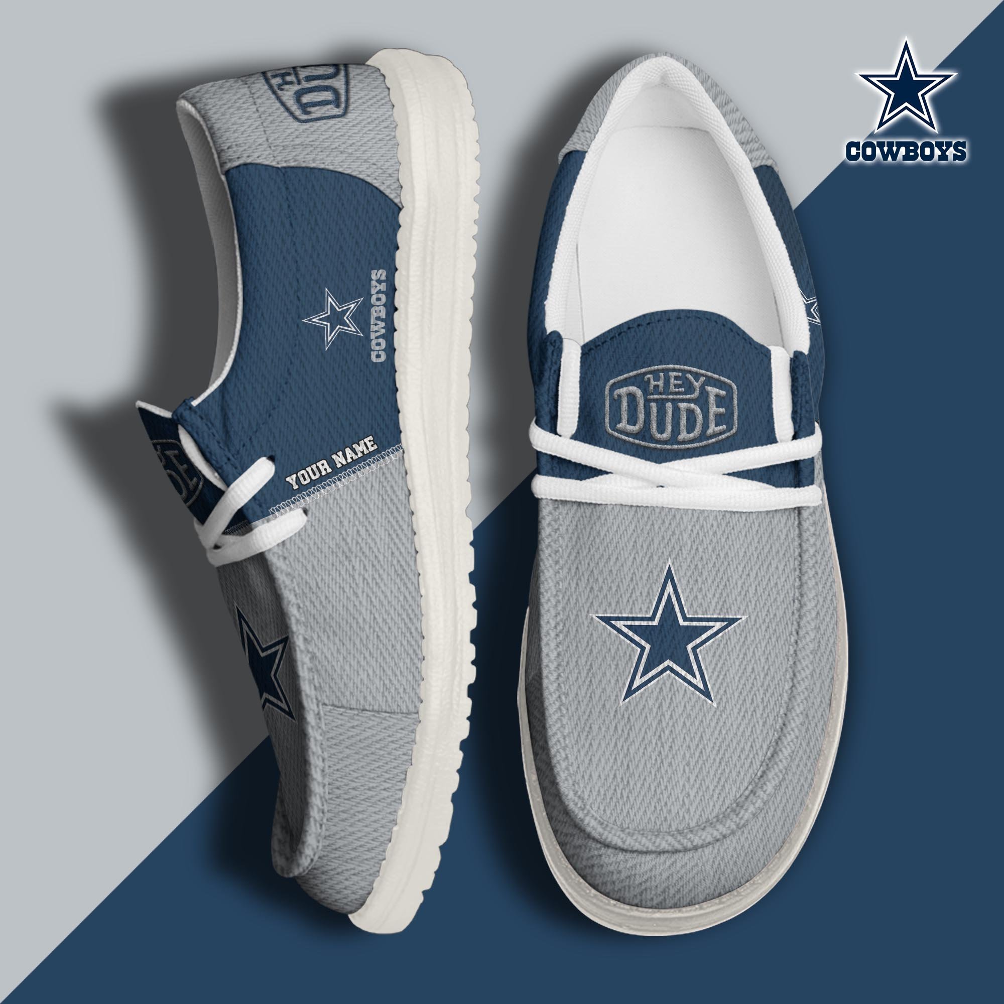 Dallas Cowboys Hey Dude Canvas Loafer Shoes 2024 Version Custom Your Name, Sport Shoes For Lovers, Sport Gifts ETRG-61665