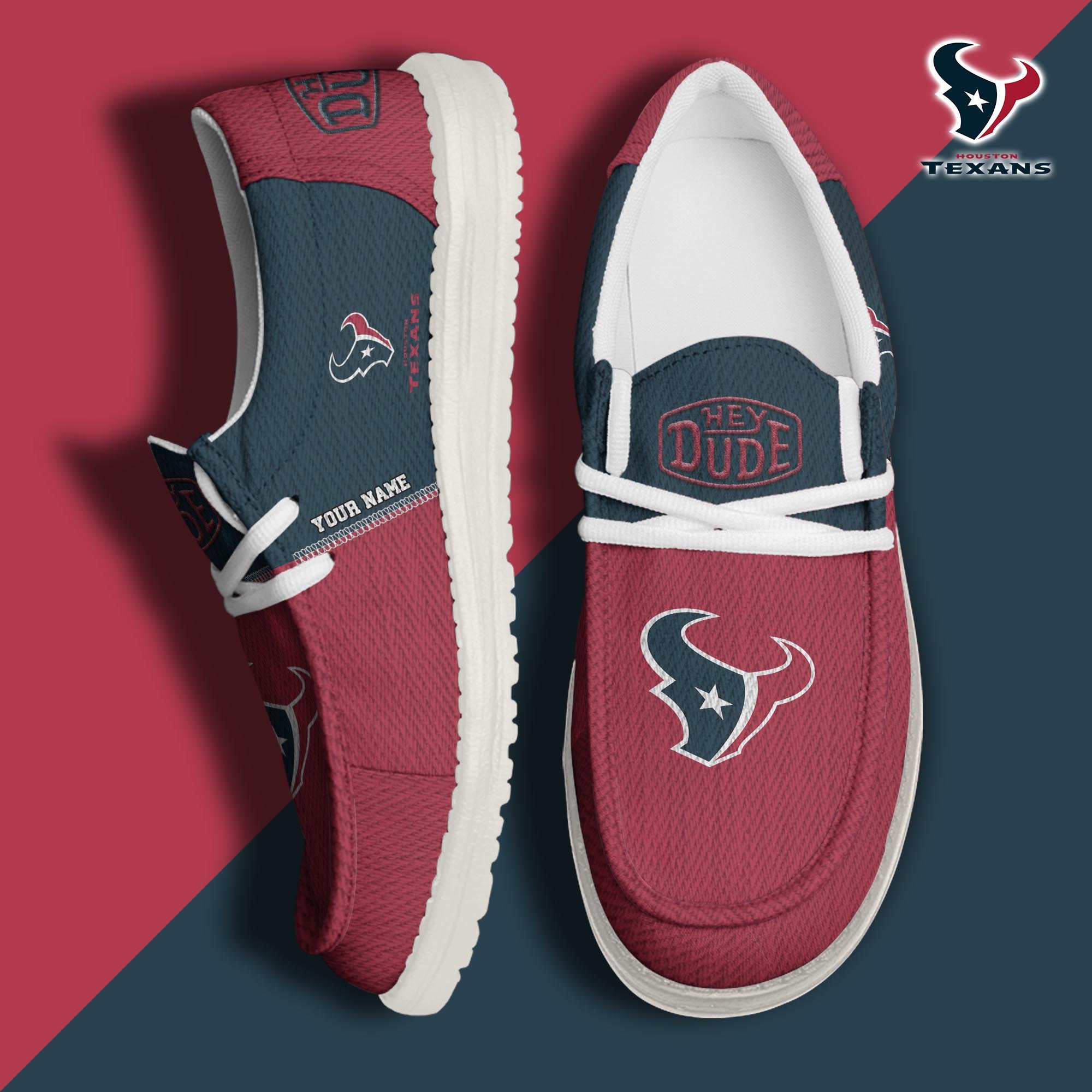 Houston Texans Hey Dude Canvas Loafer Shoes 2024 Version Custom Your Name, Sport Shoes For Lovers, Sport Gifts ETRG-61665