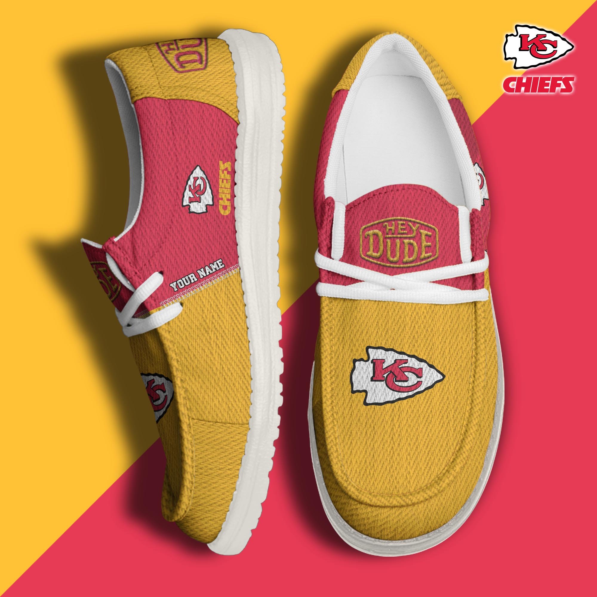 Kansas City Chiefs Hey Dude Canvas Loafer Shoes 2024 Version Custom Your Name, Sport Shoes For Lovers, Sport Gifts ETRG-61665