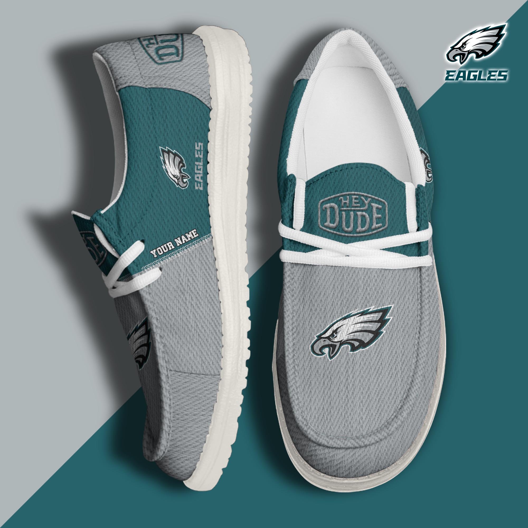 Philadelphia Eagles Hey Dude Canvas Loafer Shoes 2024 Version Custom Your Name, Sport Shoes For Lovers, Sport Gifts ETRG-61665