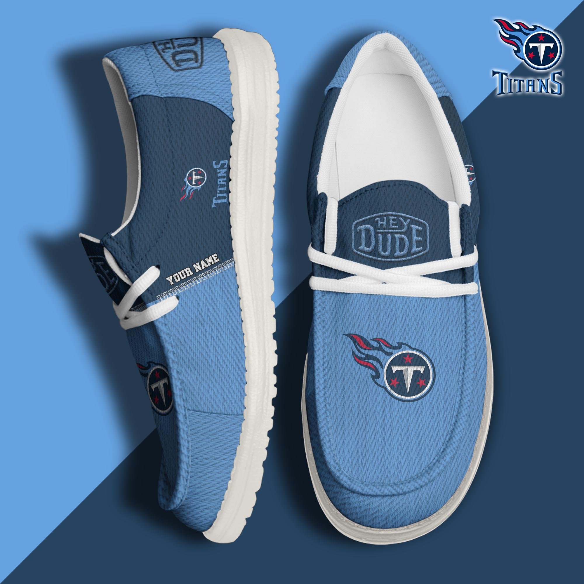 Tennessee Titans Hey Dude Canvas Loafer Shoes 2024 Version Custom Your Name, Sport Shoes For Lovers, Sport Gifts ETRG-61665