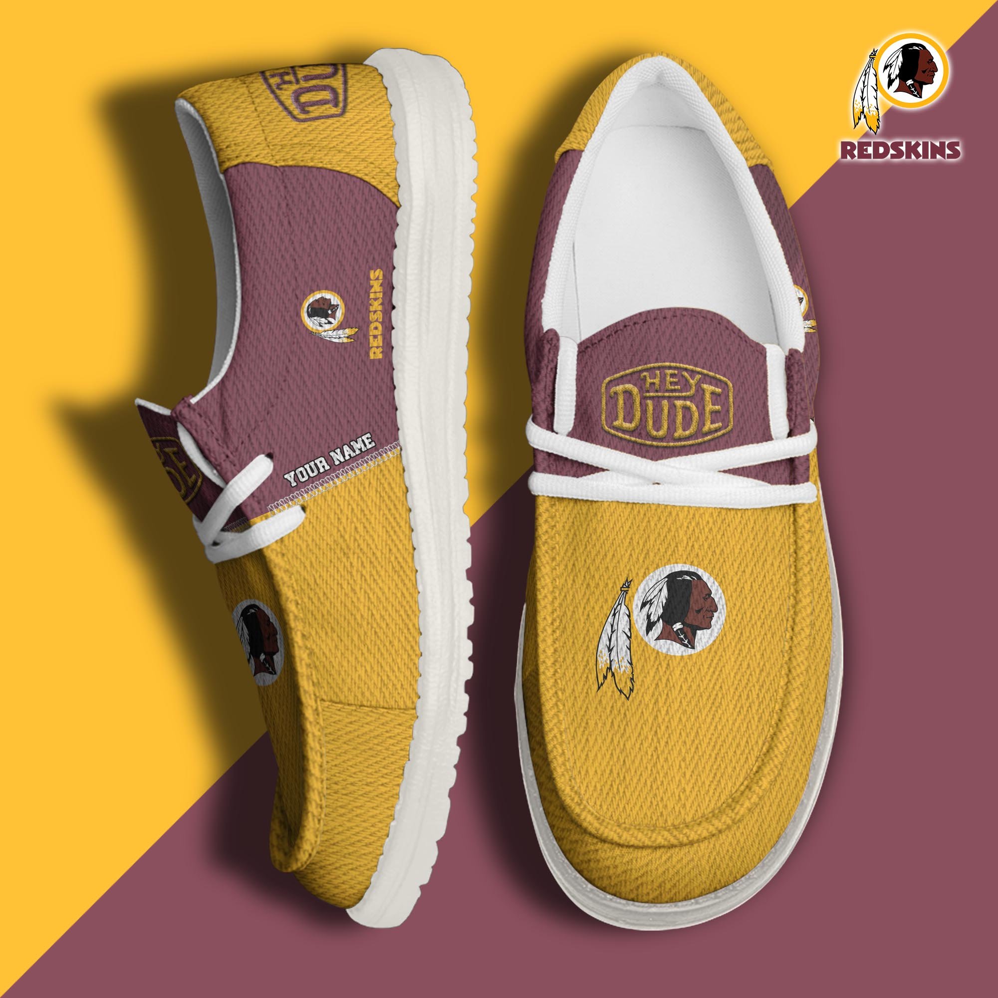 Washington Redskins Hey Dude Canvas Loafer Shoes 2024 Version Custom Your Name, Sport Shoes For Lovers, Sport Gifts ETRG-61665