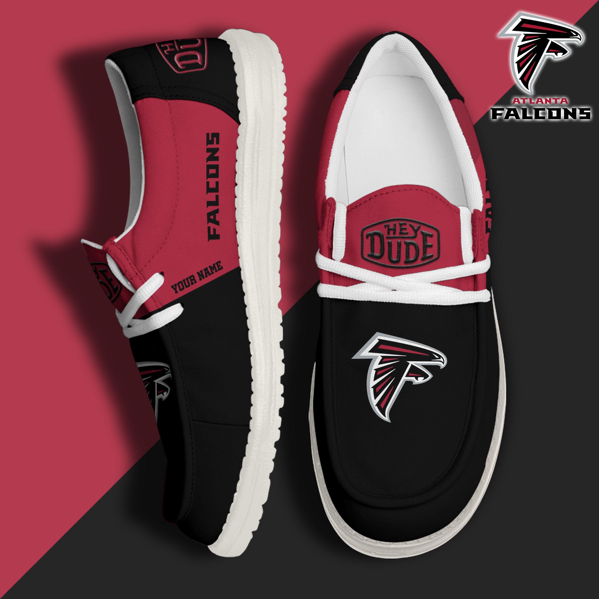 Atlanta Falcons Sport Hey Dude Canvas Loafer Shoes 2024 Version Custom Your Name, Sport Team Shoes, Sport Gifts ETRG-61666