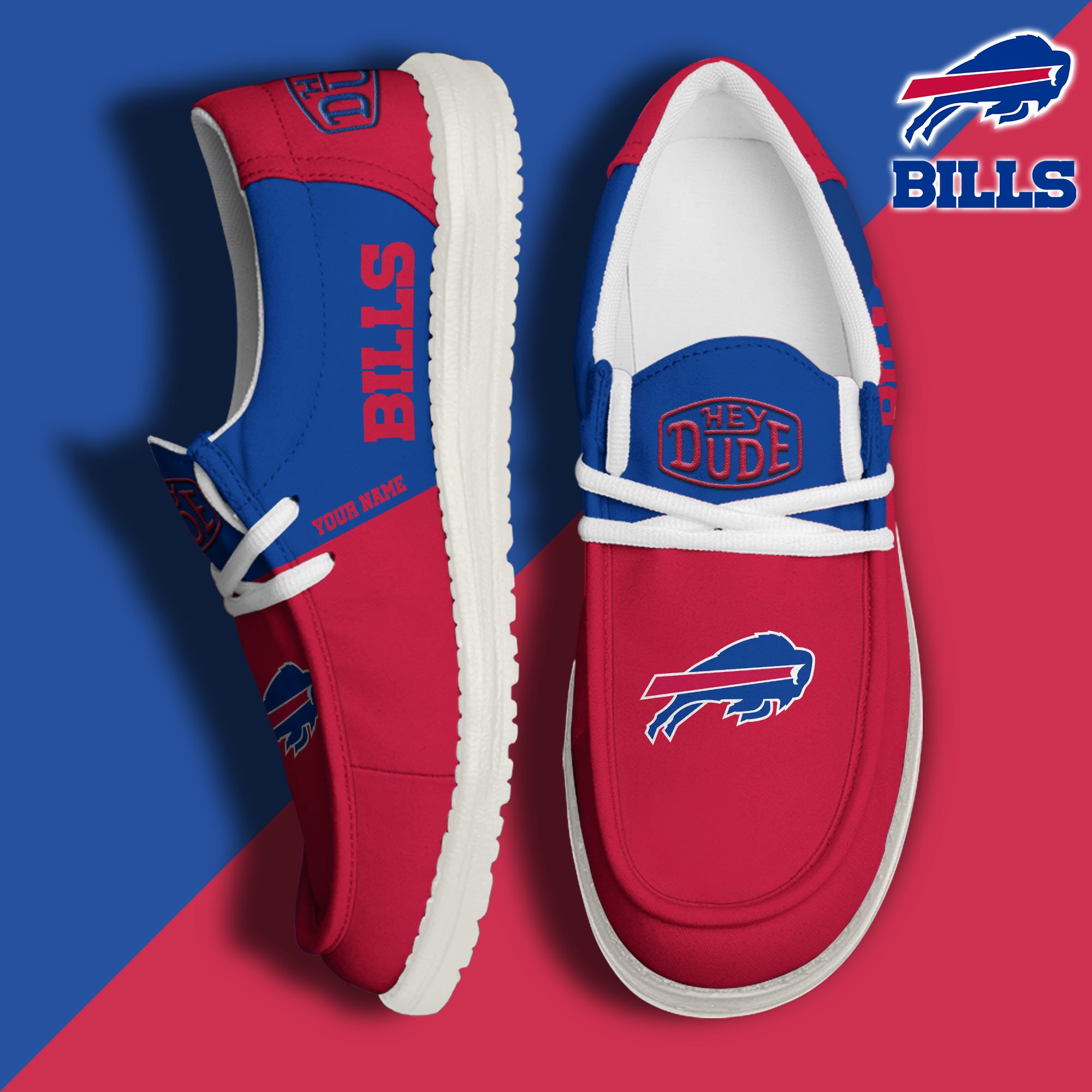 Buffalo Bills Sport Hey Dude Canvas Loafer Shoes 2024 Version Custom Your Name, Sport Team Shoes, Sport Gifts ETRG-61666