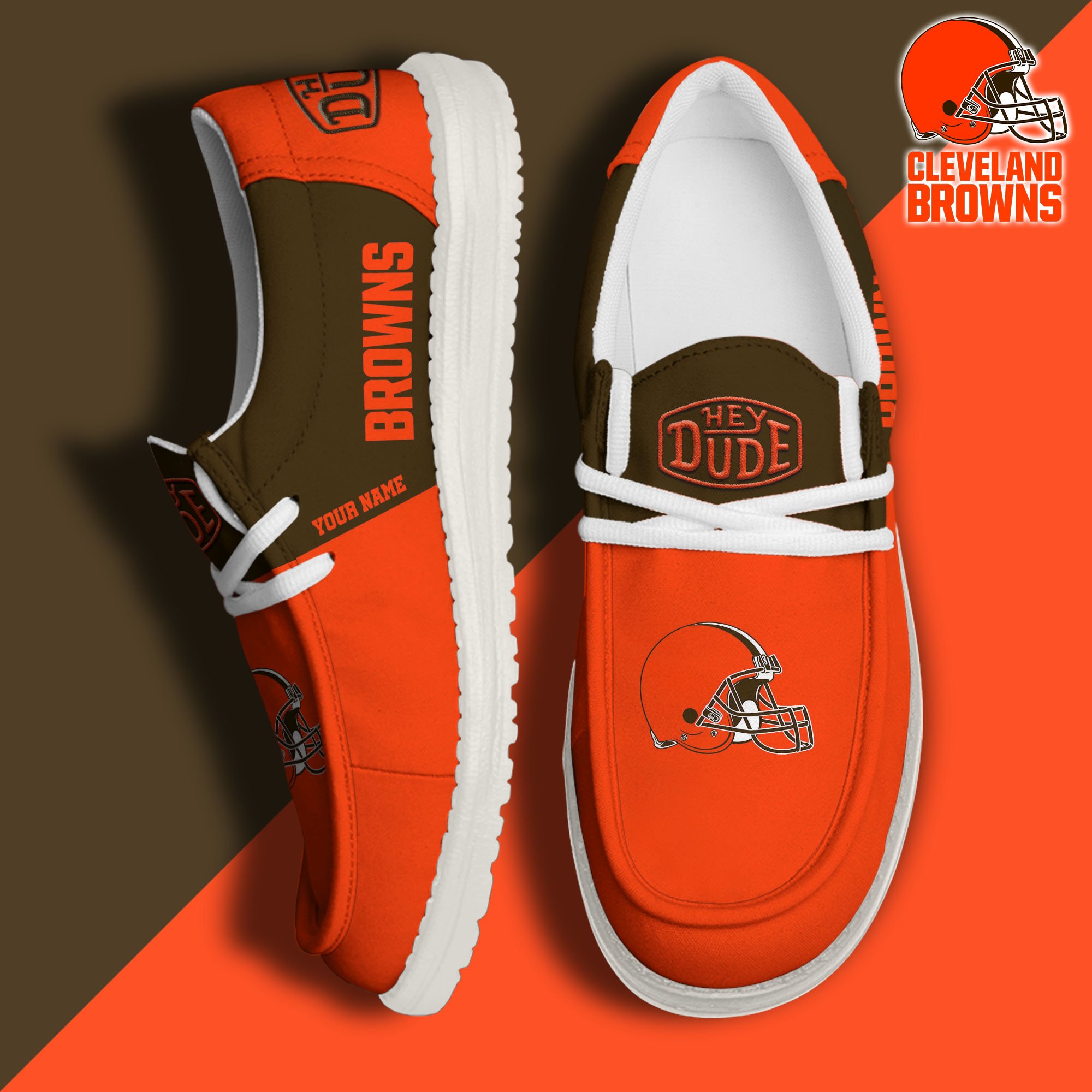 Cleveland Browns Sport Hey Dude Canvas Loafer Shoes 2024 Version Custom Your Name, Sport Team Shoes, Sport Gifts ETRG-61666