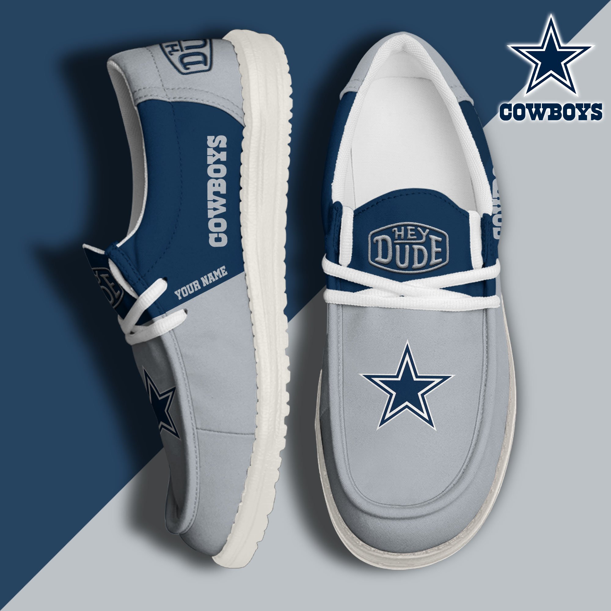 Dallas Cowboys Sport Hey Dude Canvas Loafer Shoes 2024 Version Custom Your Name, Sport Team Shoes, Sport Gifts ETRG-61666