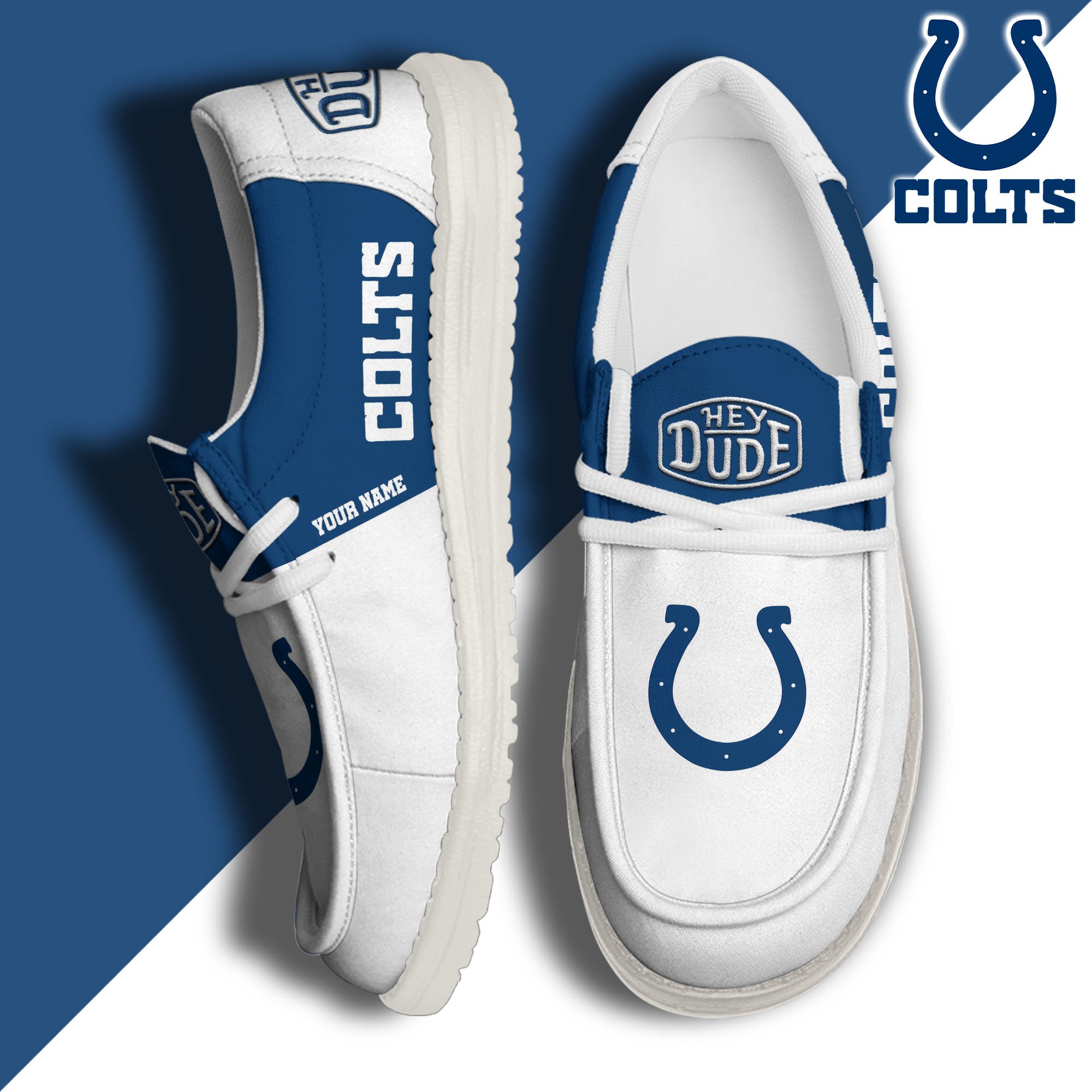 Indianapolis Colts Sport Hey Dude Canvas Loafer Shoes 2024 Version Custom Your Name, Sport Team Shoes, Sport Gifts ETRG-61666