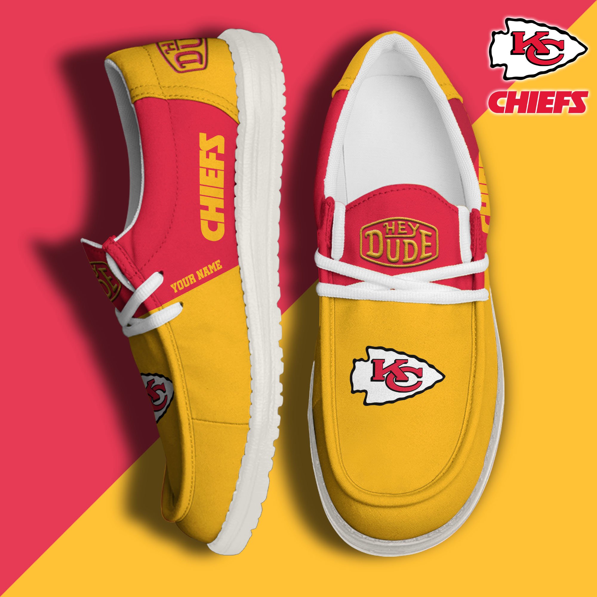 Kansas City Chiefs Sport Hey Dude Canvas Loafer Shoes 2024 Version Custom Your Name, Sport Team Shoes, Sport Gifts ETRG-61666