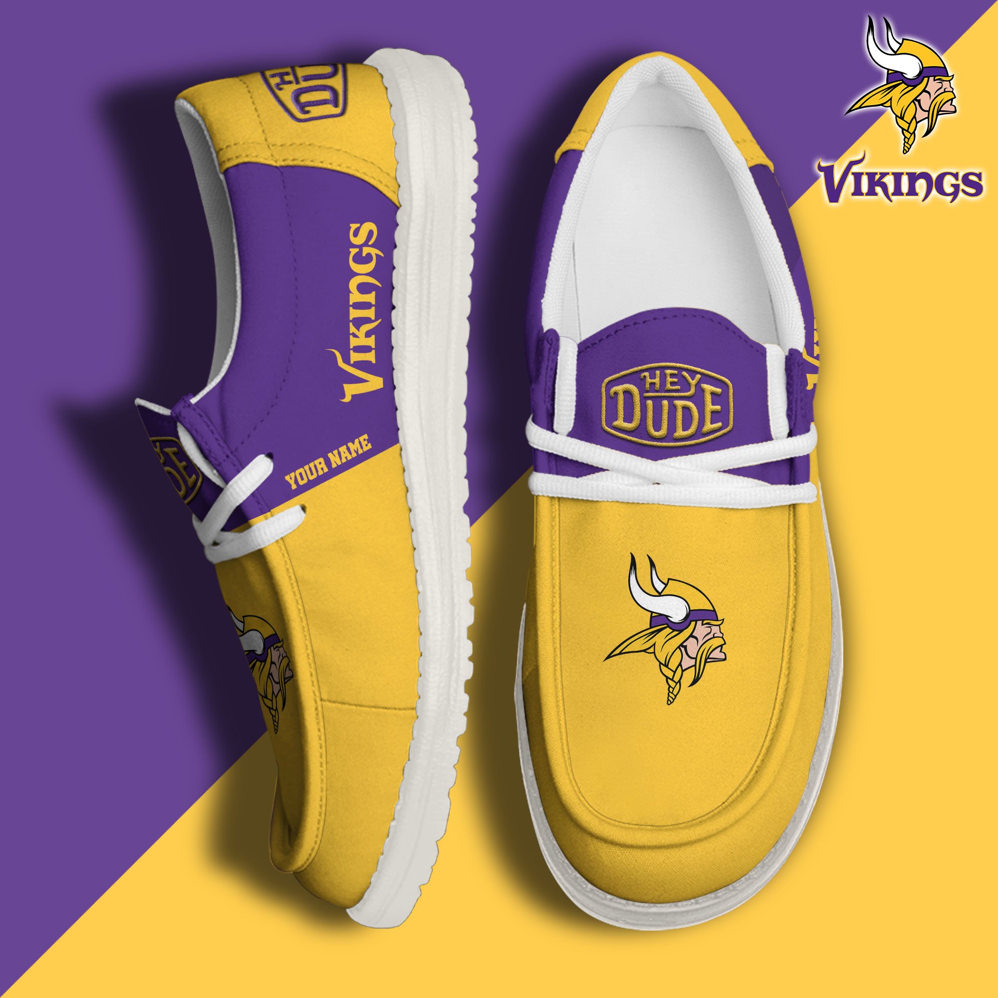 Minnesota Vikings Sport Hey Dude Canvas Loafer Shoes 2024 Version Custom Your Name, Sport Team Shoes, Sport Gifts ETRG-61666