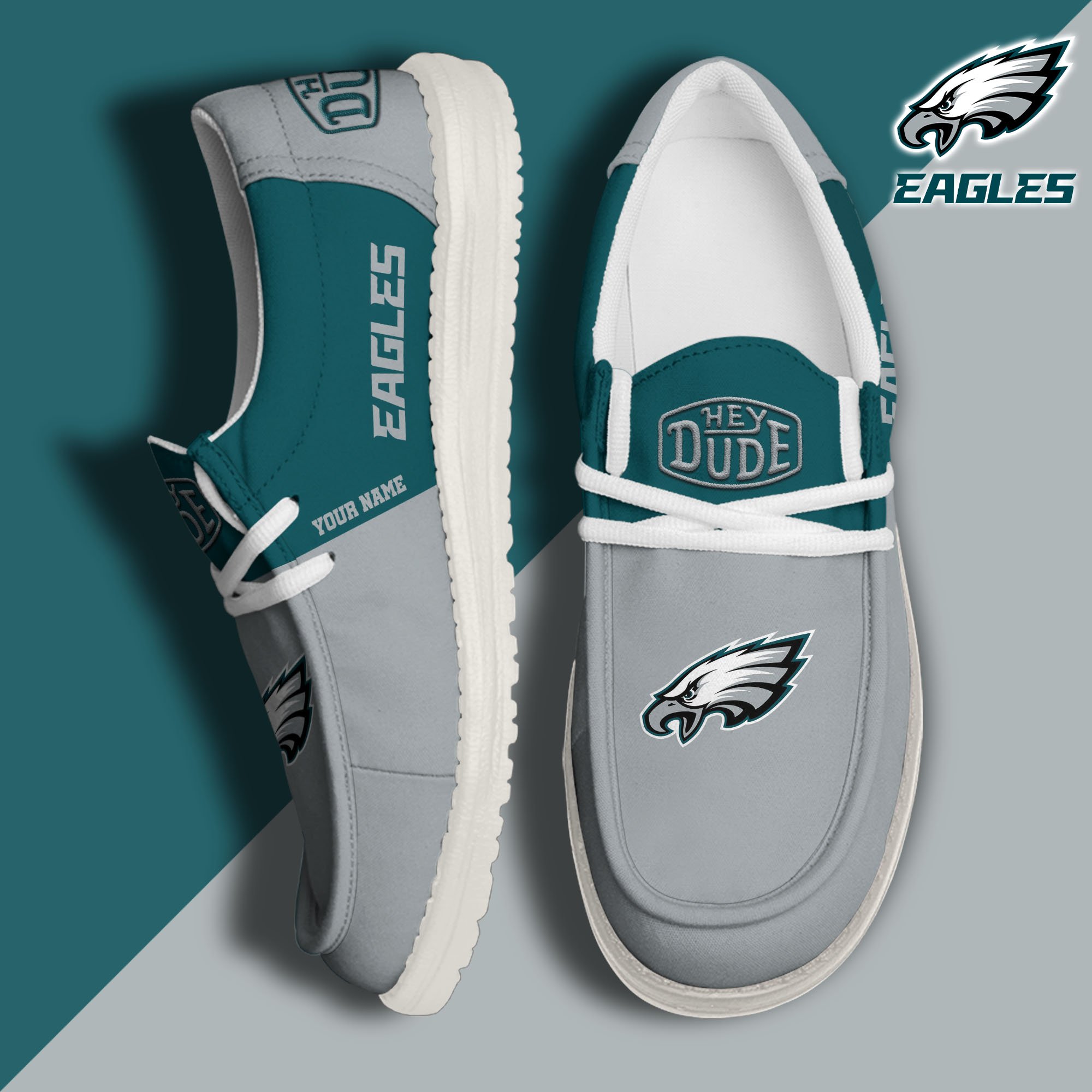 Philadelphia Eagles Sport Hey Dude Canvas Loafer Shoes 2024 Version Custom Your Name, Sport Team Shoes, Sport Gifts ETRG-61666