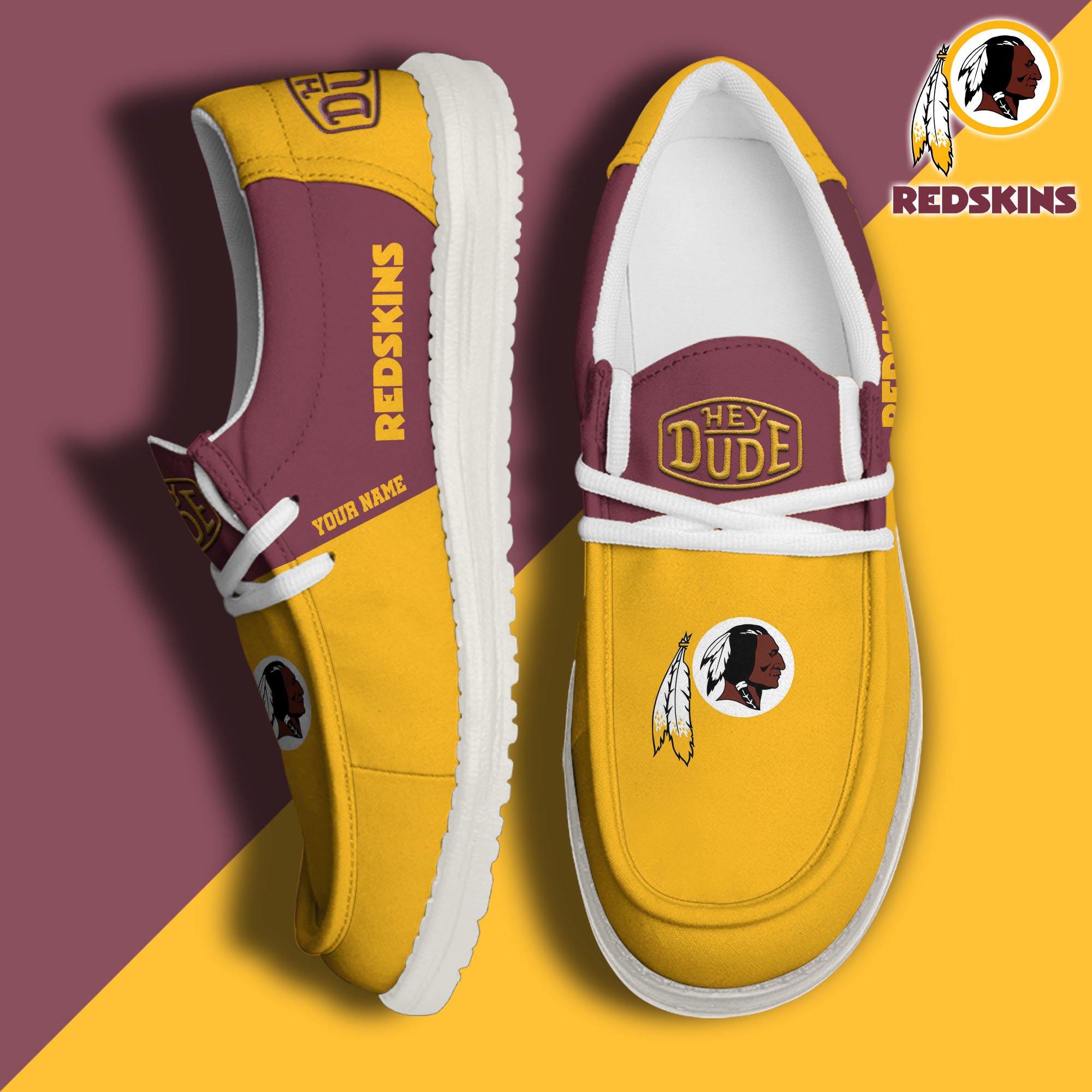 Washington Redskins Sport Hey Dude Canvas Loafer Shoes 2024 Version Custom Your Name, Sport Team Shoes, Sport Gifts ETRG-61666