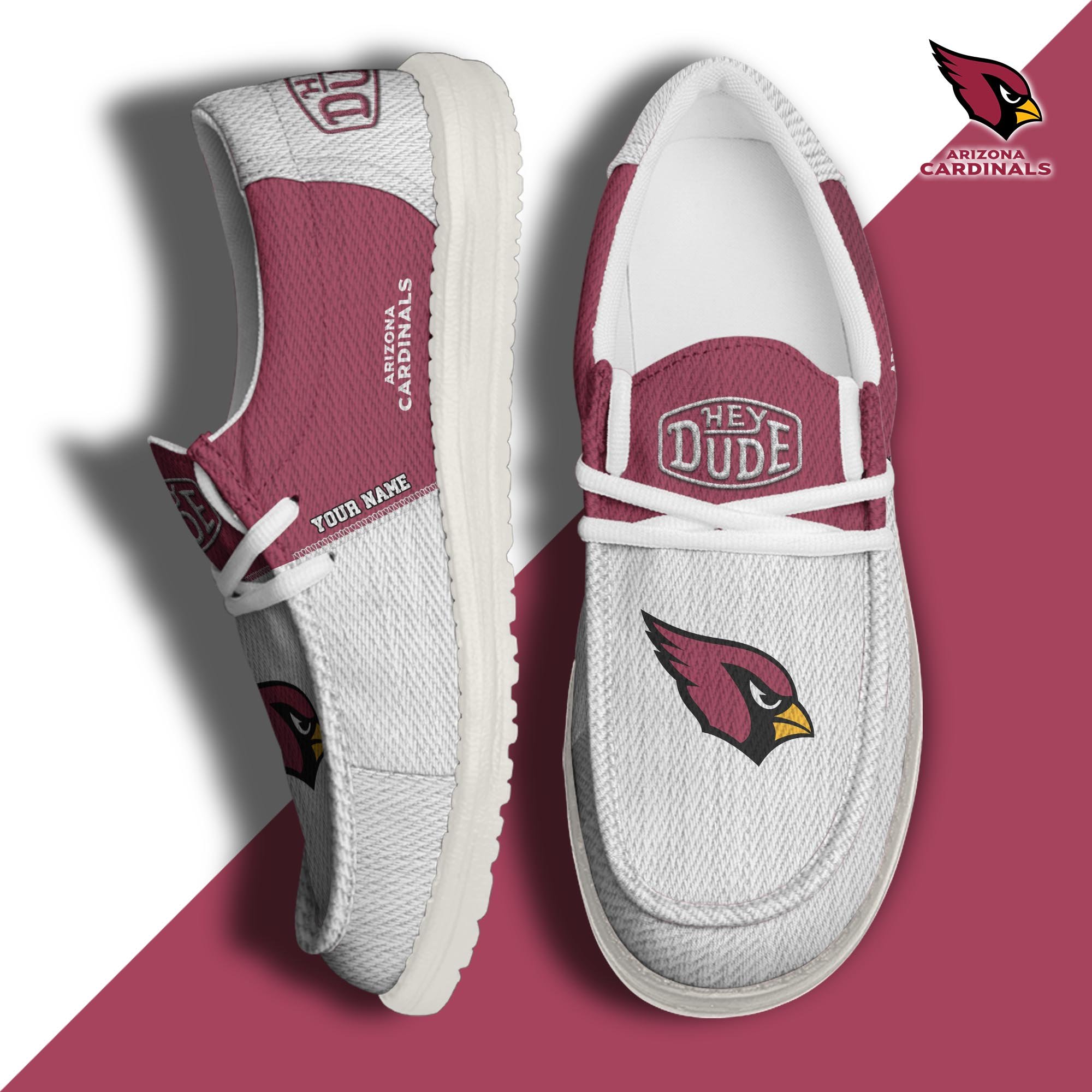 Arizona Cardinals Sport Hey Dude Canvas Loafer Shoes 2024 Version Custom Your Name, Sport Team Shoes, Sport Shoes For Fans ETRG-61760