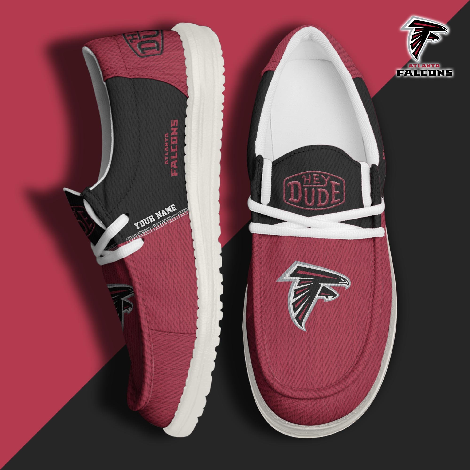 Atlanta Falcons Sport Hey Dude Canvas Loafer Shoes 2024 Version Custom Your Name, Sport Team Shoes, Sport Shoes For Fans ETRG-61760