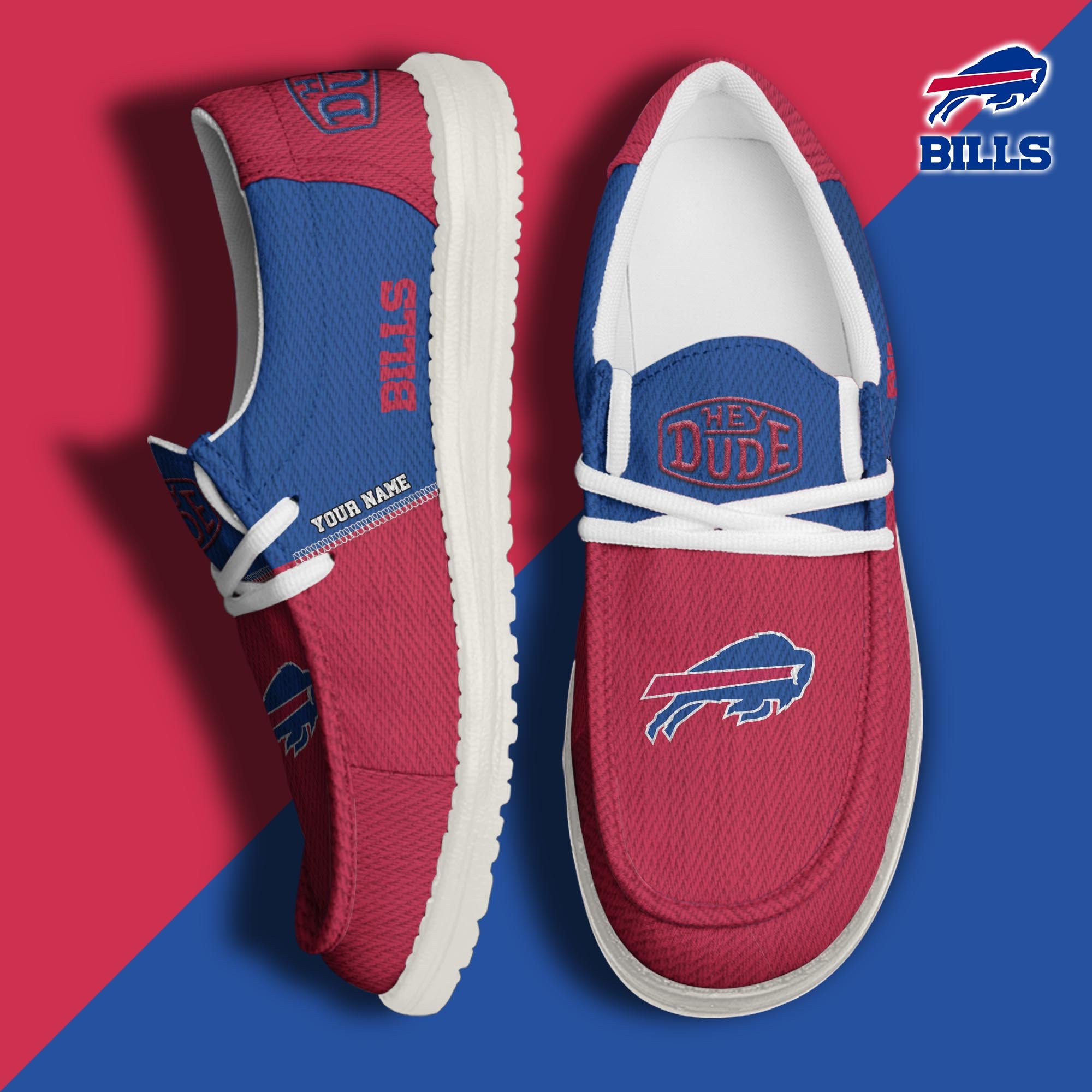 Buffalo Bills Sport Hey Dude Canvas Loafer Shoes 2024 Version Custom Your Name, Sport Team Shoes, Sport Shoes For Fans ETRG-61760