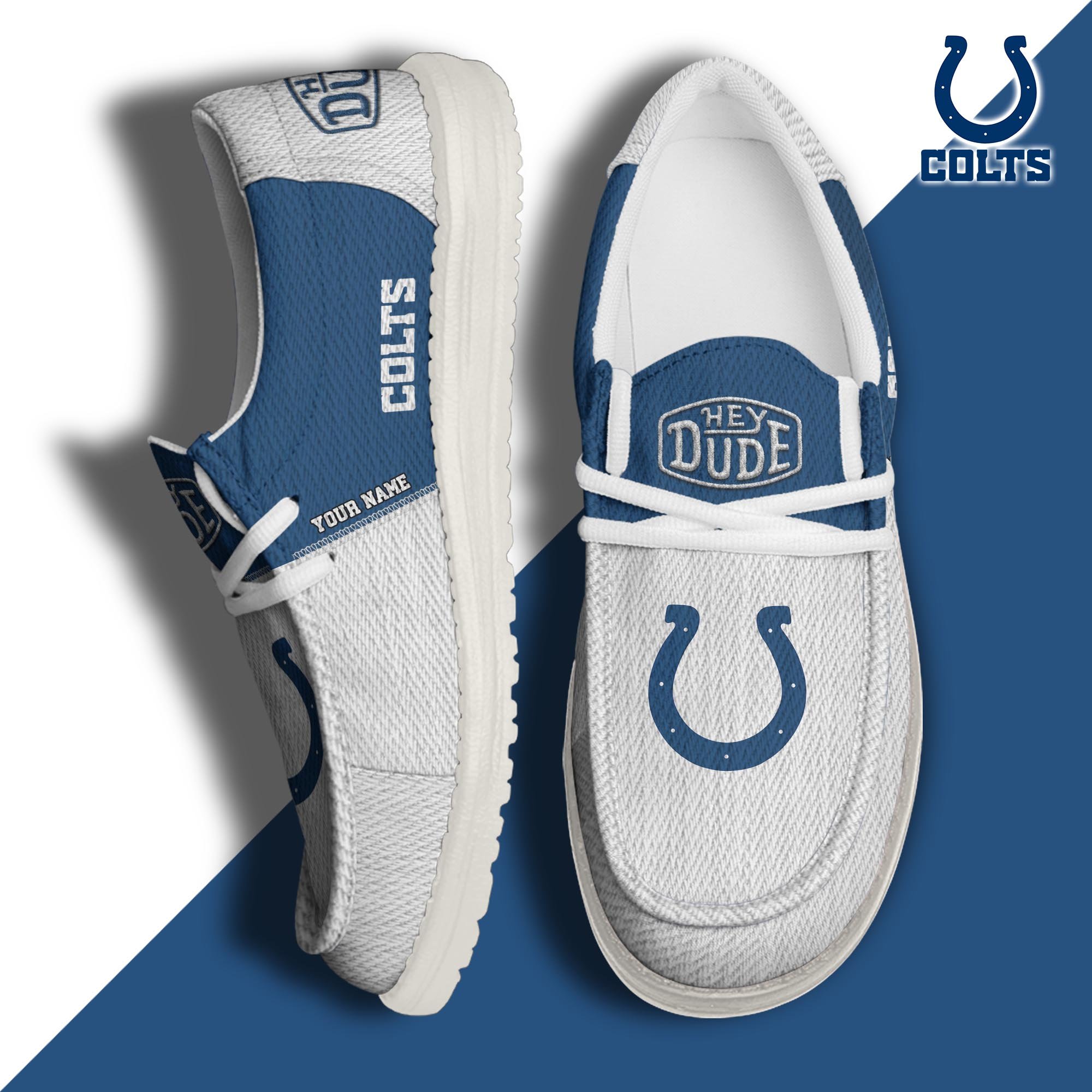 Indianapolis Colts Sport Hey Dude Canvas Loafer Shoes 2024 Version Custom Your Name, Sport Team Shoes, Sport Shoes For Fans ETRG-61760