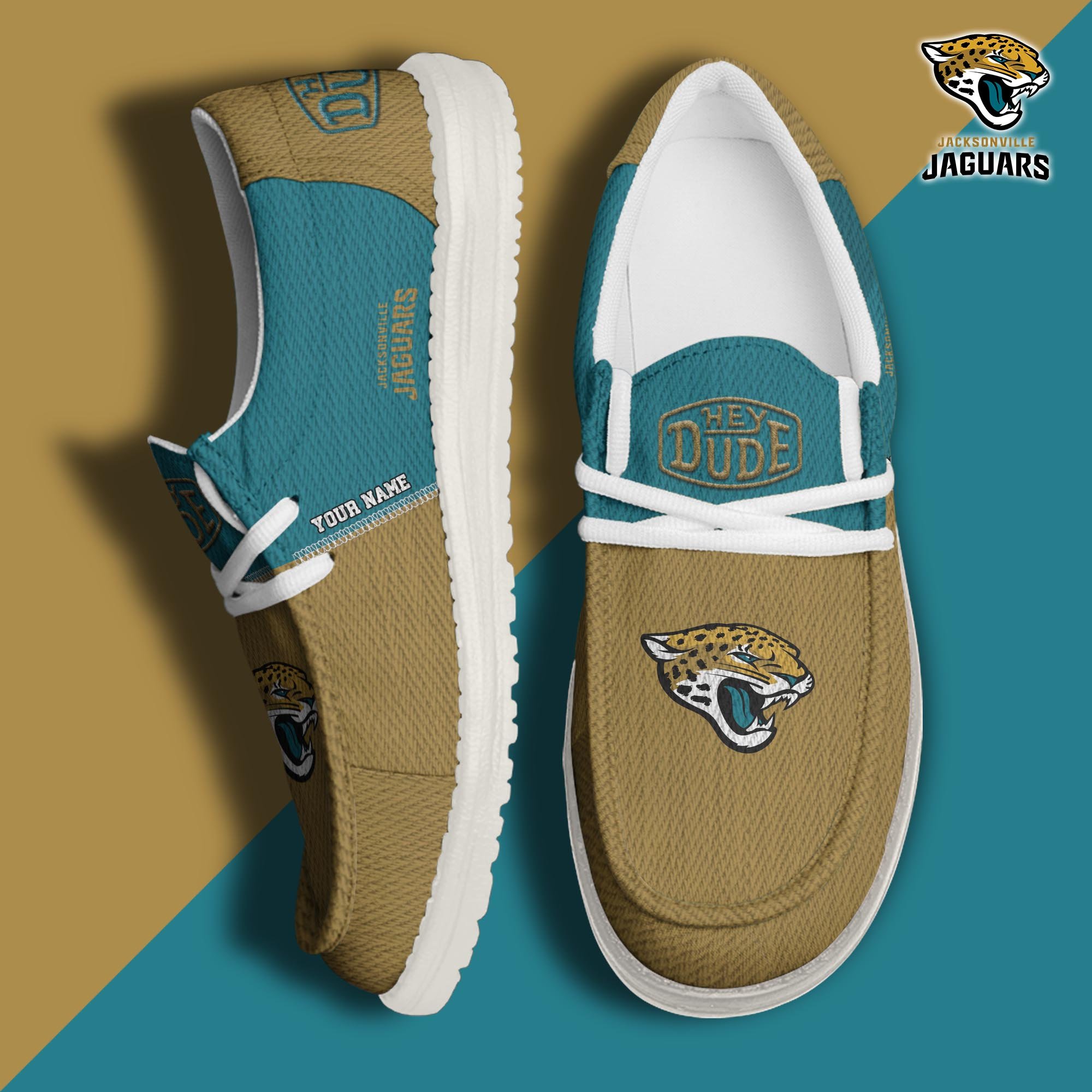 Jacksonville Jaguars Sport Hey Dude Canvas Loafer Shoes 2024 Version Custom Your Name, Sport Team Shoes, Sport Shoes For Fans ETRG-61760