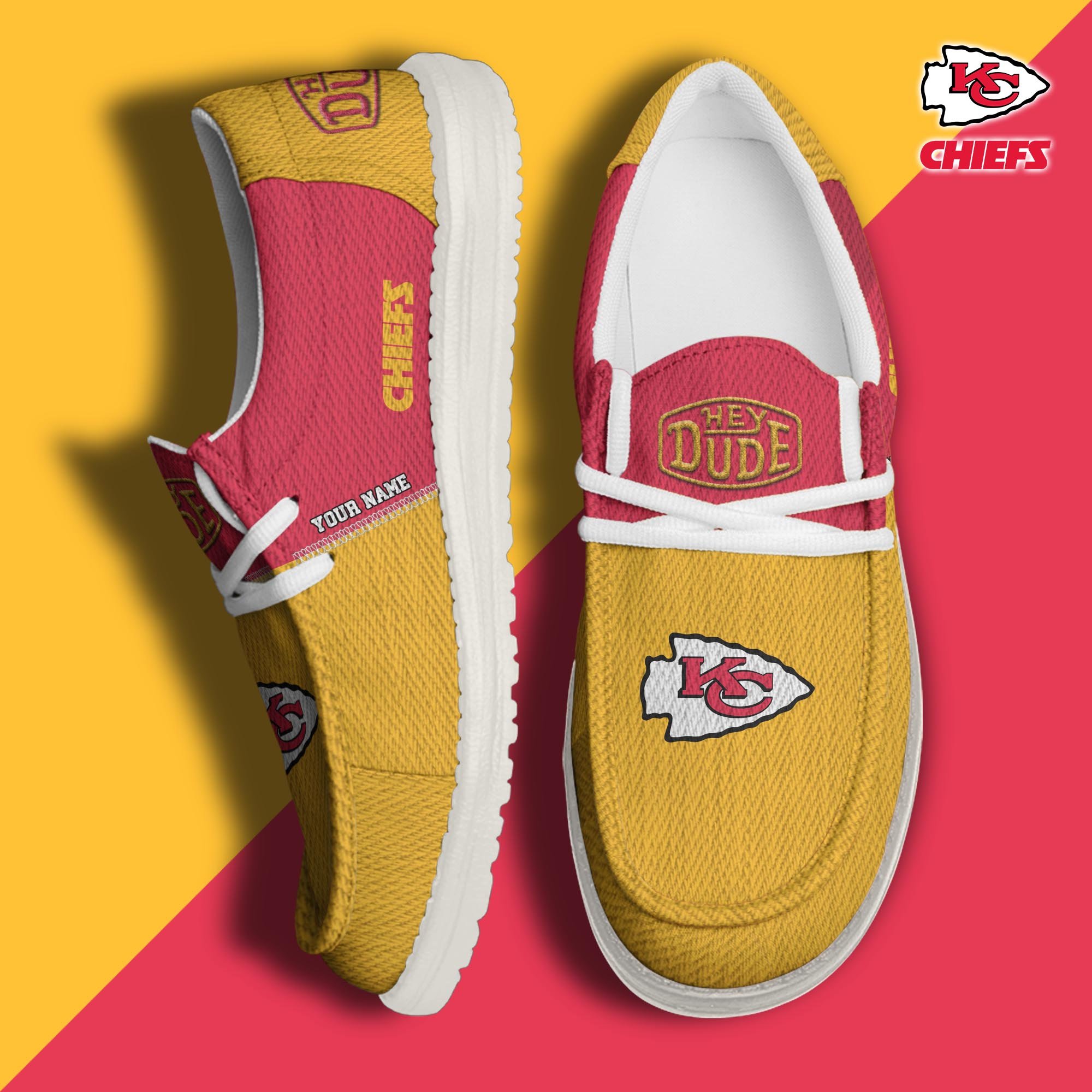 01 Kansas City Chiefs Sport Hey Dude Canvas Loafer Shoes 2024 Version Custom Your Name, Sport Team Shoes, Sport Shoes For Fans ETRG-61760