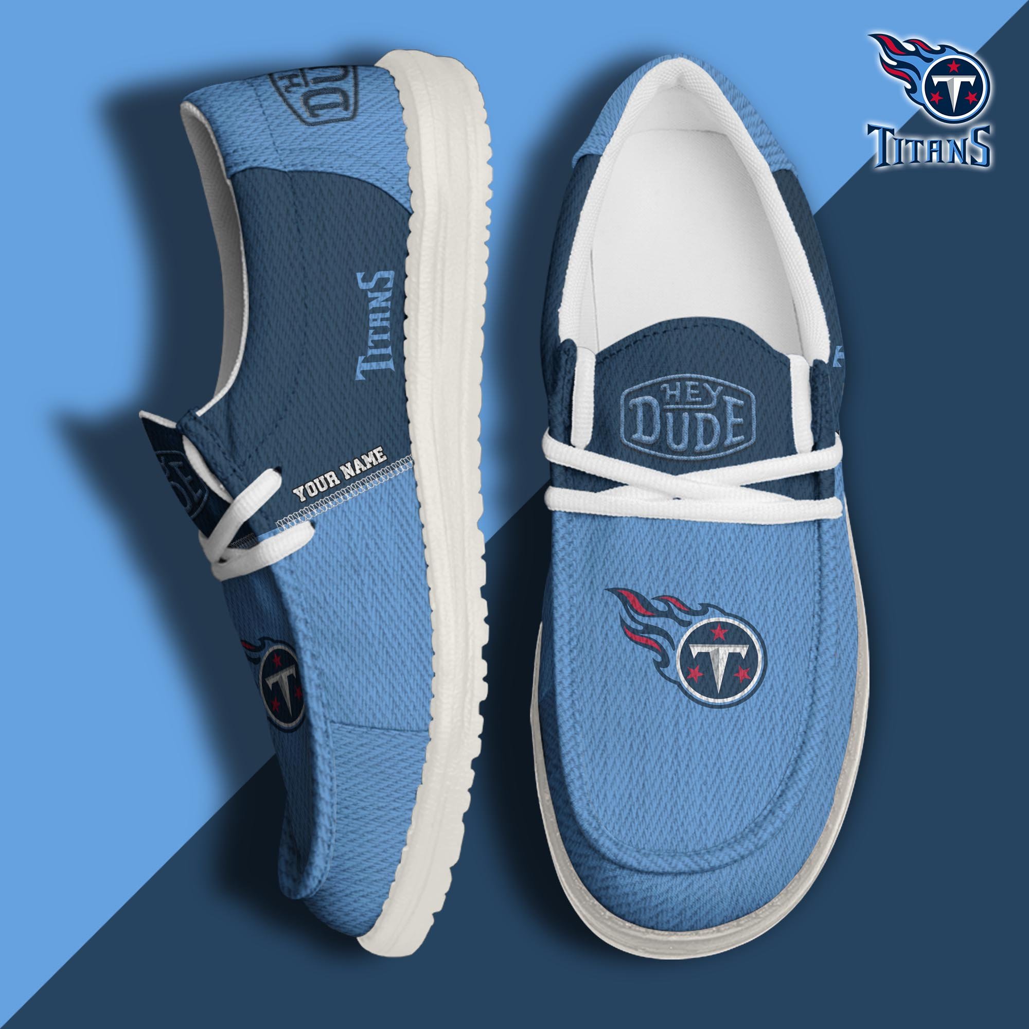 Tennessee Titans Sport Hey Dude Canvas Loafer Shoes 2024 Version Custom Your Name, Sport Team Shoes, Sport Shoes For Fans ETRG-61760