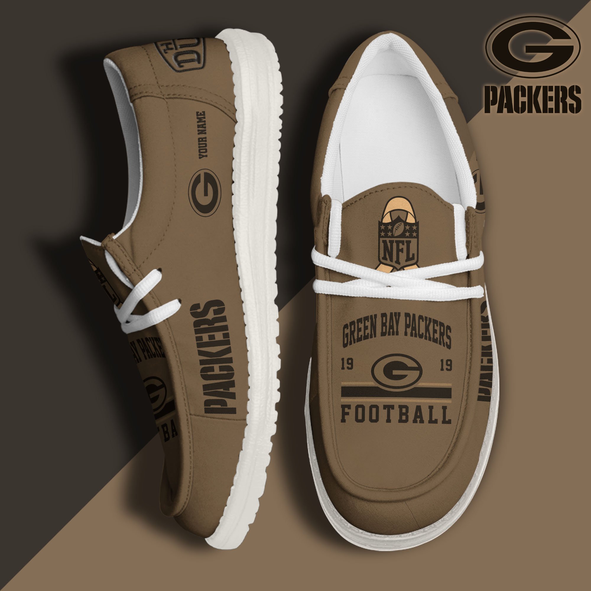 01 Green Bay Packers Hey Dude Canvas Loafer Shoes 2024 Version Custom Your Name, Football Team Shoes, Sport Gifts ETRG-61668