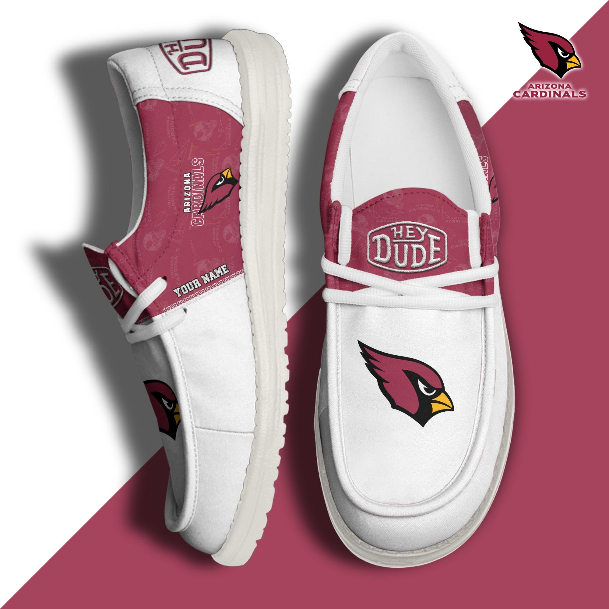 Arizona Cardinals Sport Hey Dude Canvas Loafer Shoes 2024 Version Custom Your Name, Football Shoes, Sport Gifts For Lovers ETRG-61672