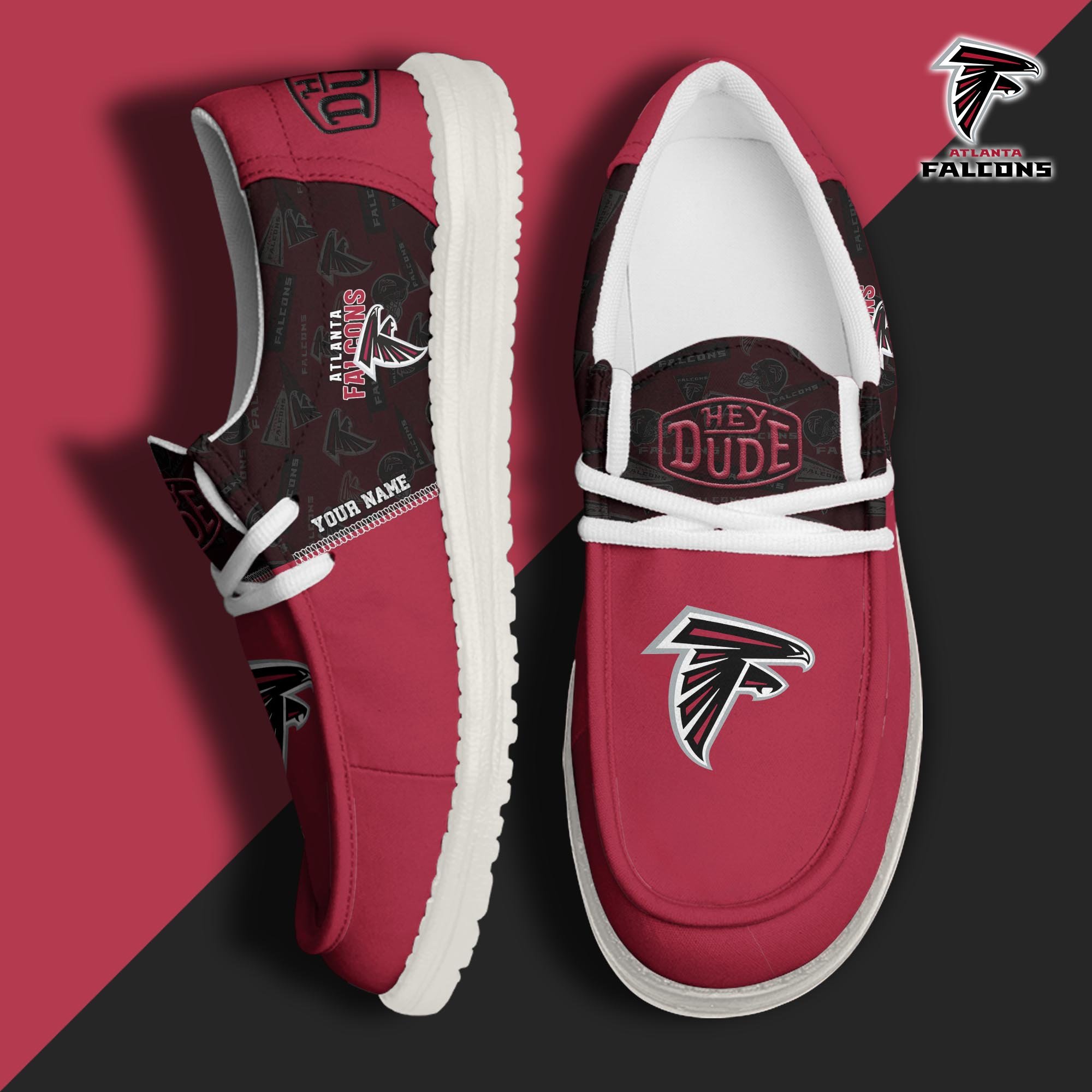 Atlanta Falcons Sport Hey Dude Canvas Loafer Shoes 2024 Version Custom Your Name, Football Shoes, Sport Gifts For Lovers ETRG-61672