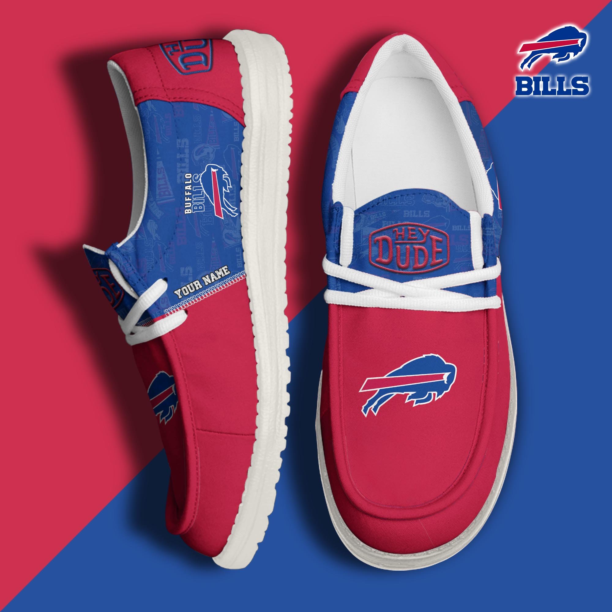 Buffalo Bills Sport Hey Dude Canvas Loafer Shoes 2024 Version Custom Your Name, Football Shoes, Sport Gifts For Lovers ETRG-61672