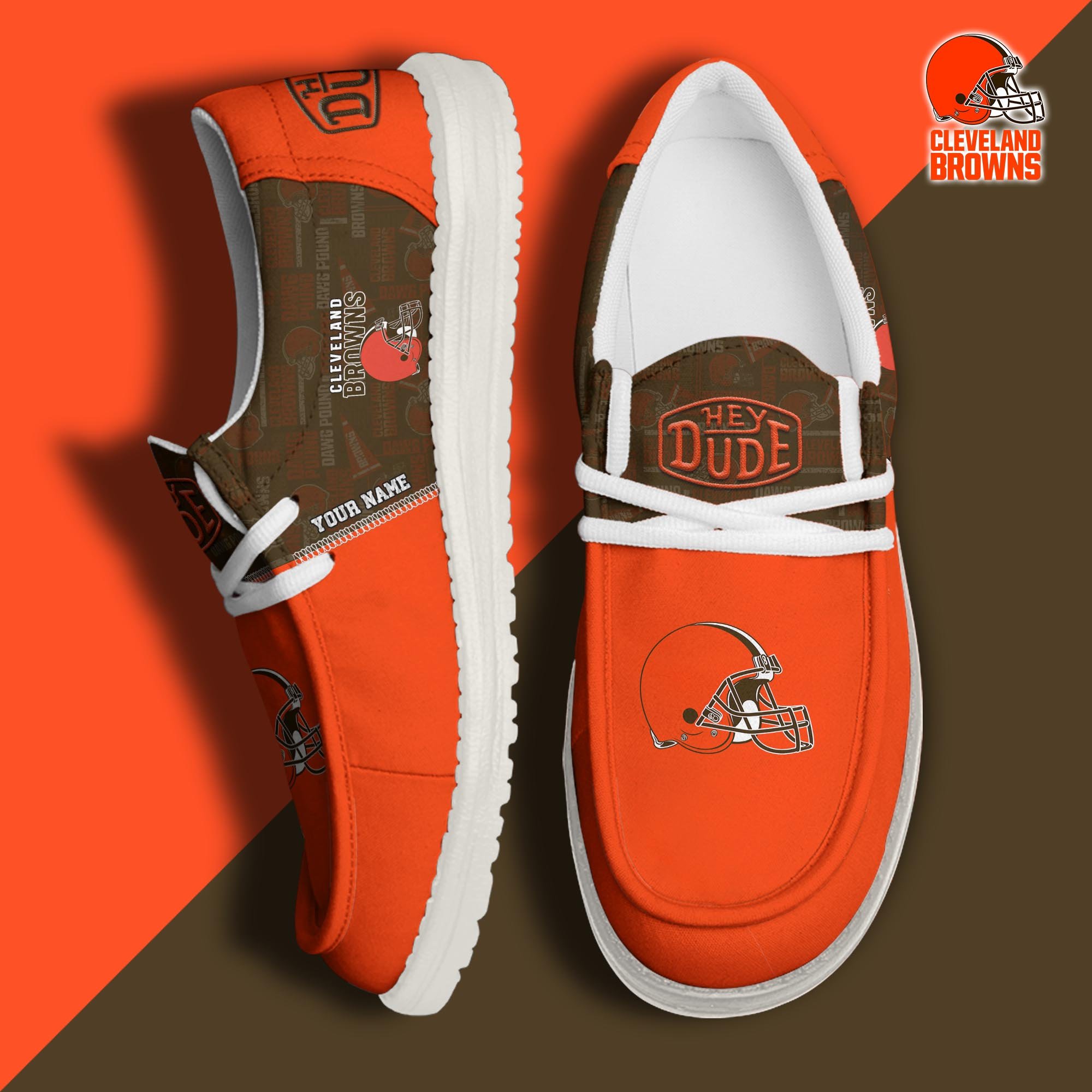 Cleveland Browns Sport Hey Dude Canvas Loafer Shoes 2024 Version Custom Your Name, Football Shoes, Sport Gifts For Lovers ETRG-61672