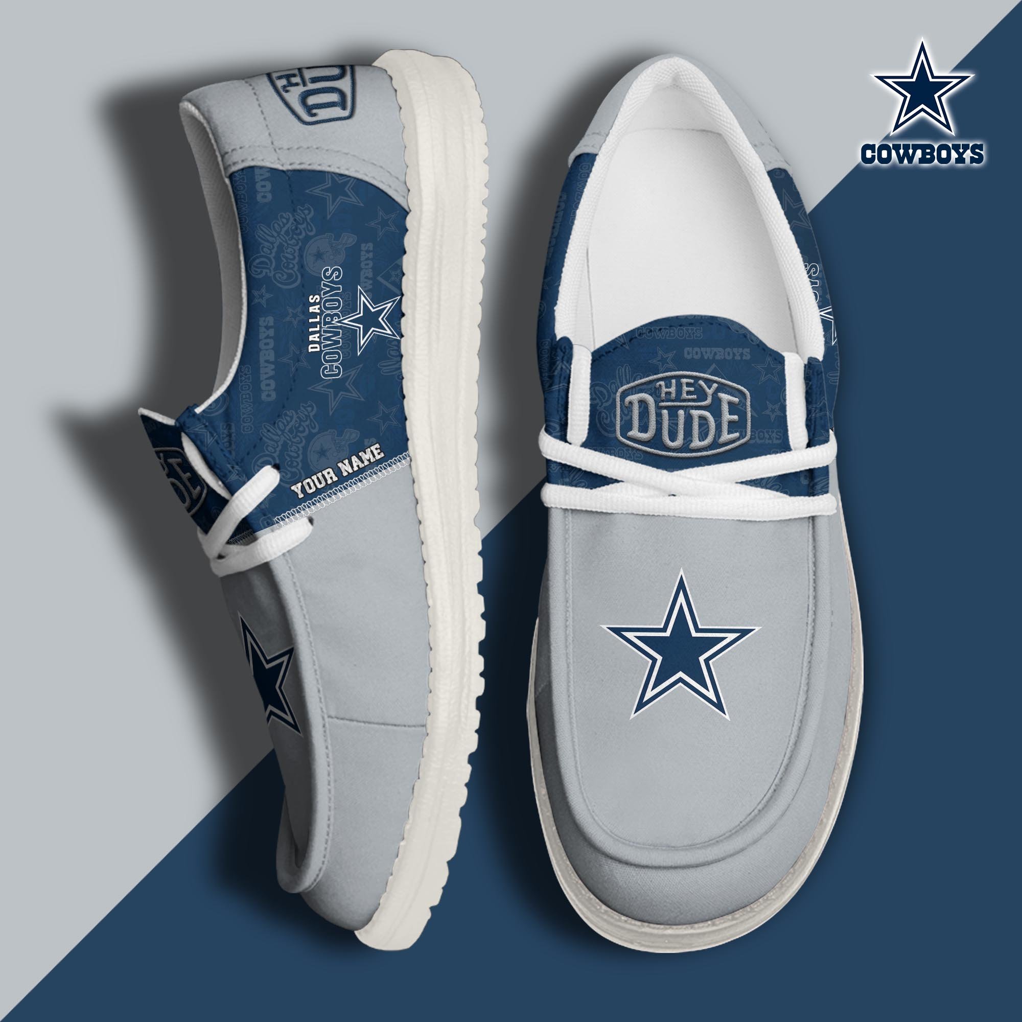 Dallas Cowboys Sport Hey Dude Canvas Loafer Shoes 2024 Version Custom Your Name, Football Shoes, Sport Gifts For Lovers ETRG-61672