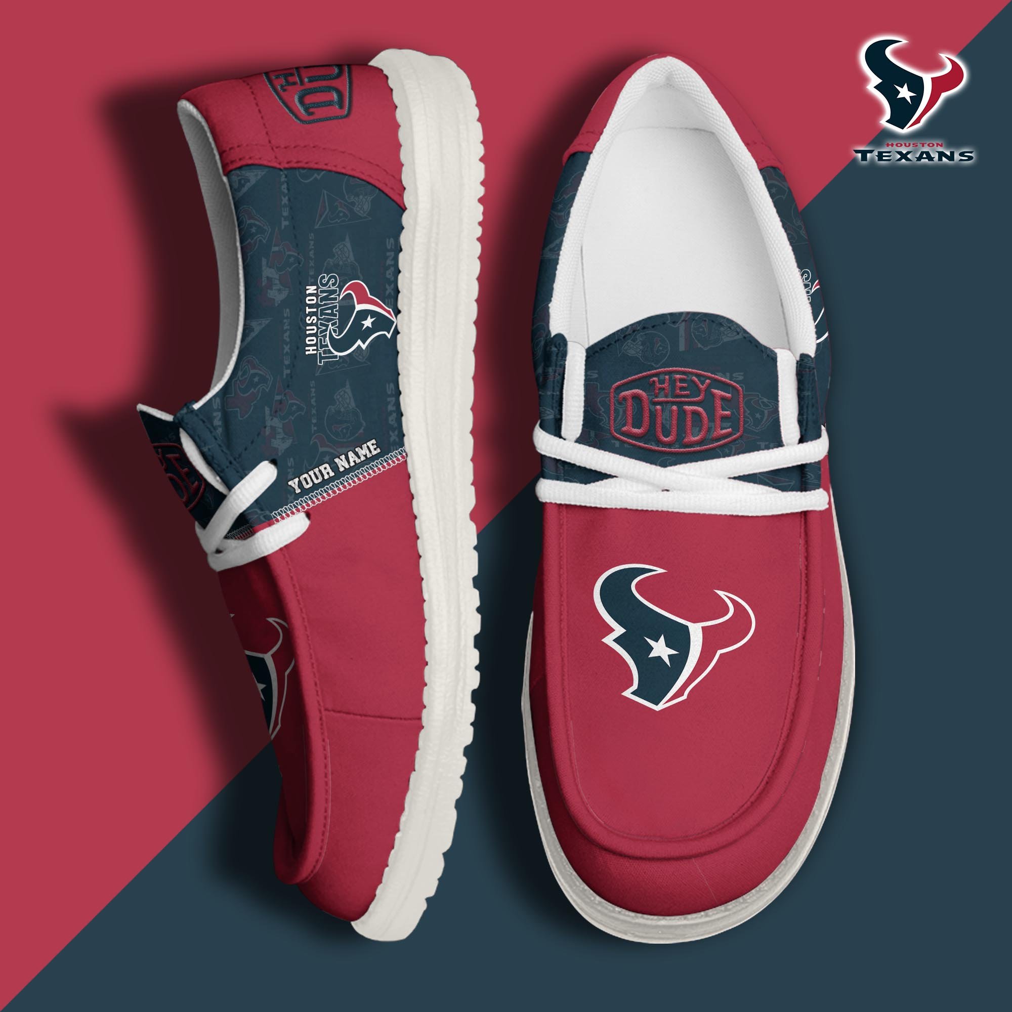 Houston Texans Sport Hey Dude Canvas Loafer Shoes 2024 Version Custom Your Name, Football Shoes, Sport Gifts For Lovers ETRG-61672