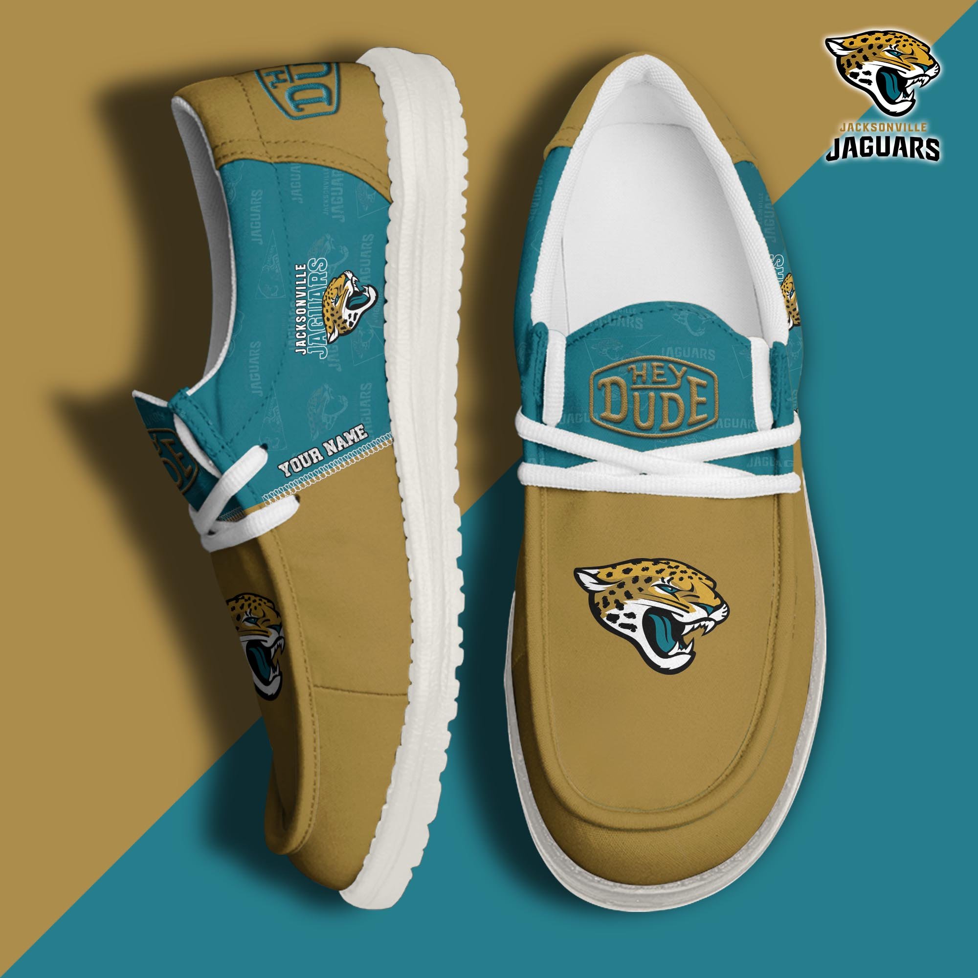 Jacksonville Jaguars Sport Hey Dude Canvas Loafer Shoes 2024 Version Custom Your Name, Football Shoes, Sport Gifts For Lovers ETRG-61672