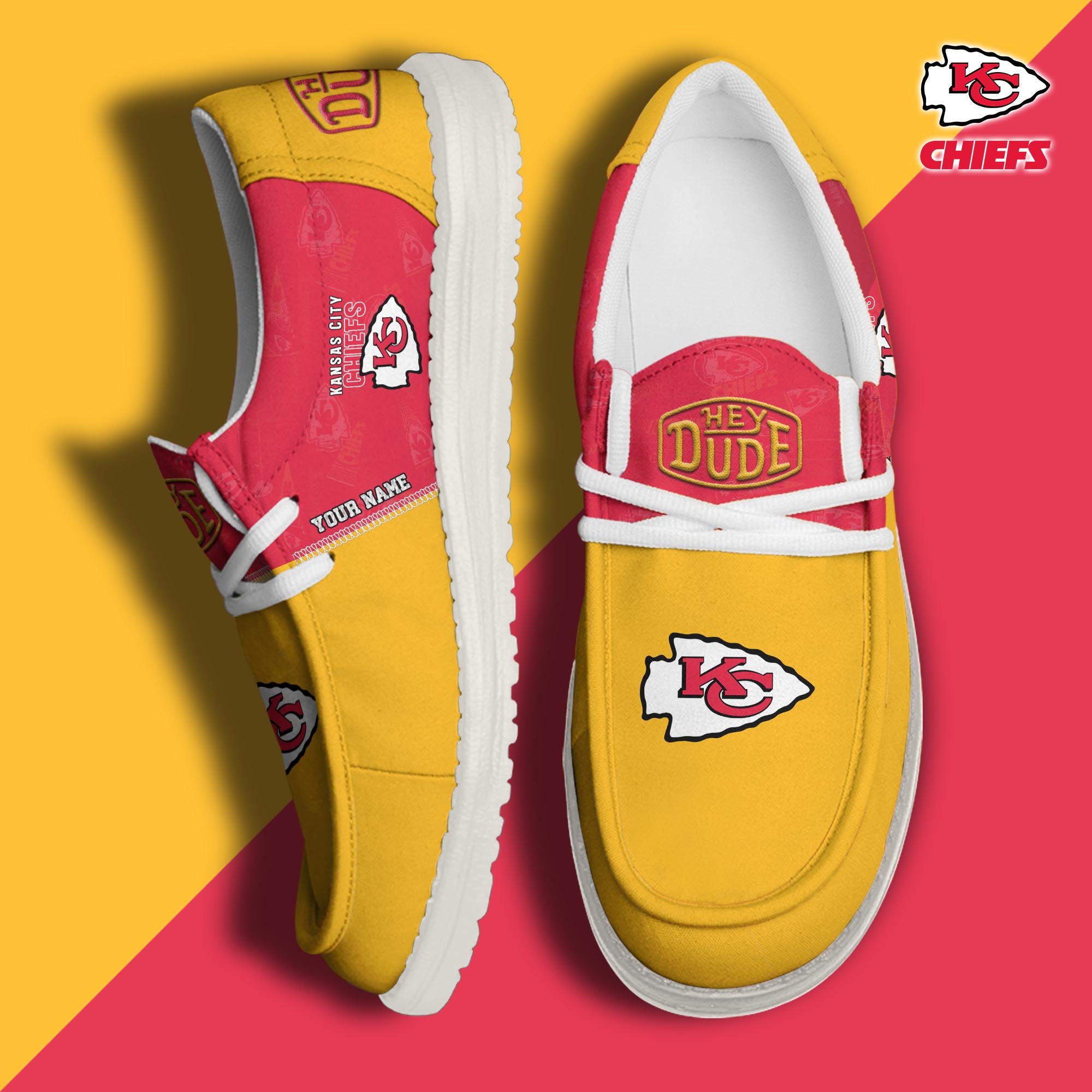 Kansas City Chiefs Sport Hey Dude Canvas Loafer Shoes 2024 Version Custom Your Name, Football Shoes, Sport Gifts For Lovers ETRG-61672