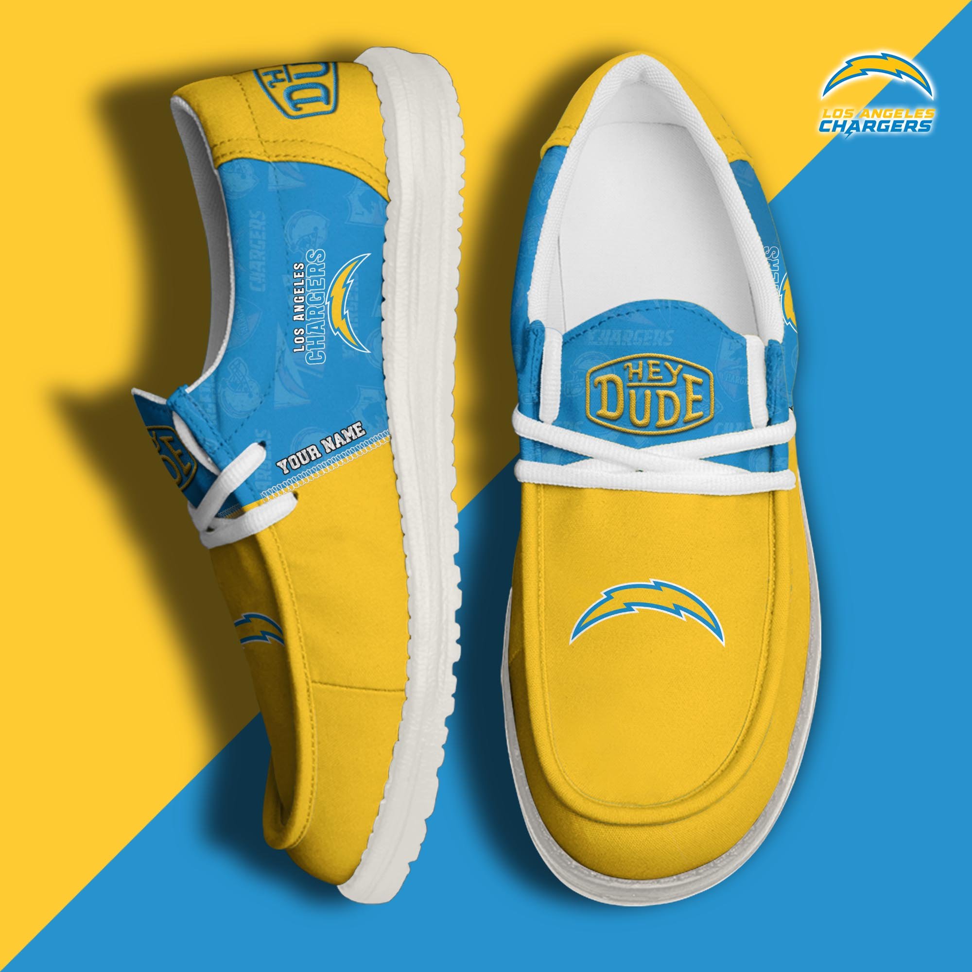 Los Angeles Chargers Sport Hey Dude Canvas Loafer Shoes 2024 Version Custom Your Name, Football Shoes, Sport Gifts For Lovers ETRG-61672