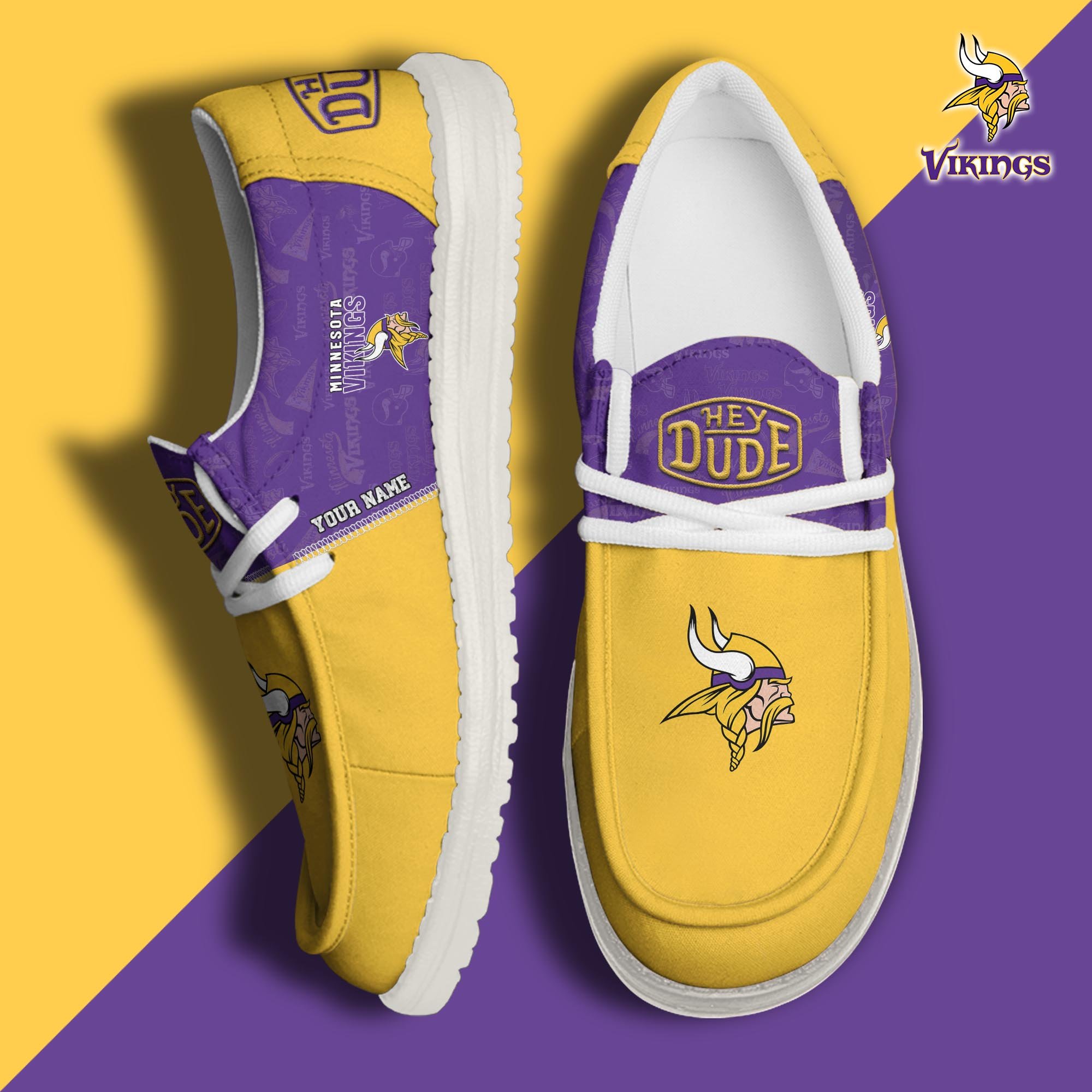 Minnesota Vikings Sport Hey Dude Canvas Loafer Shoes 2024 Version Custom Your Name, Football Shoes, Sport Gifts For Lovers ETRG-61672