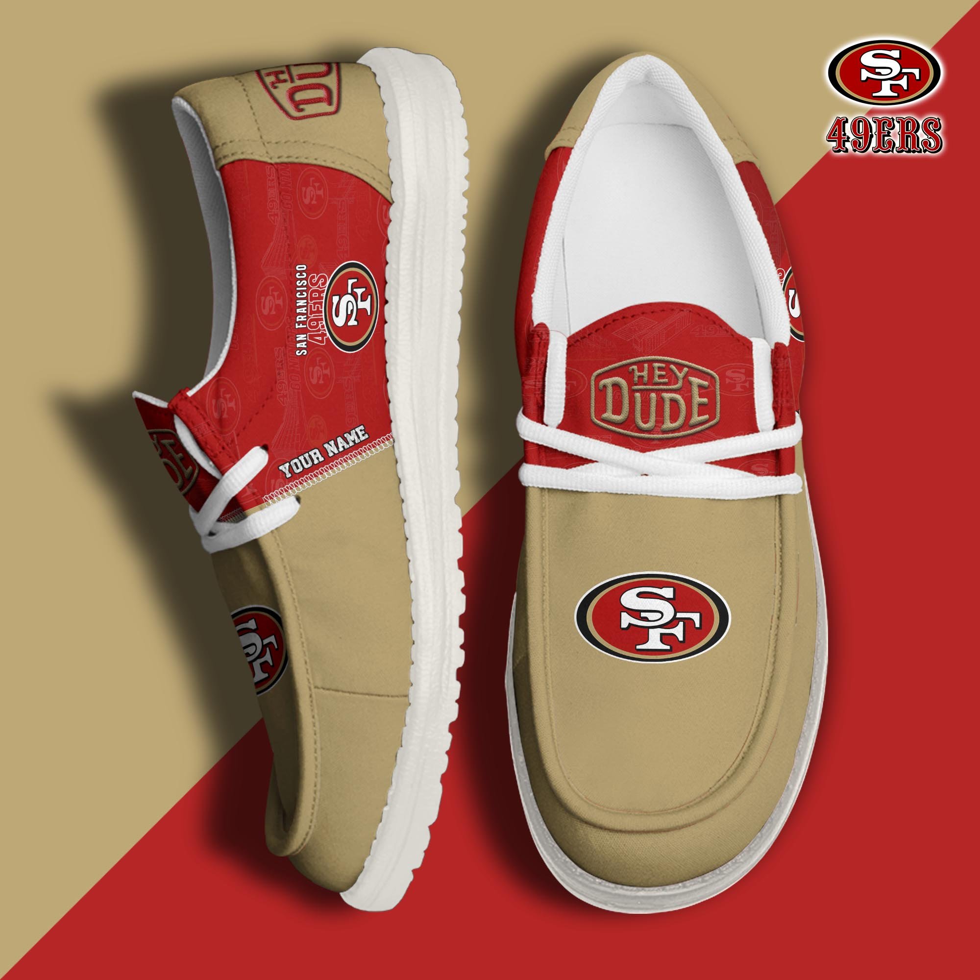 San Francisco 49ers Sport Hey Dude Canvas Loafer Shoes 2024 Version Custom Your Name, Football Shoes, Sport Gifts For Lovers ETRG-61672