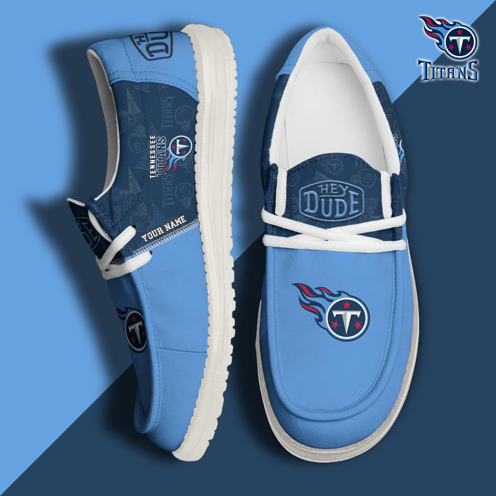 Tennessee Titans Sport Hey Dude Canvas Loafer Shoes 2024 Version Custom Your Name, Football Shoes, Sport Gifts For Lovers ETRG-61672